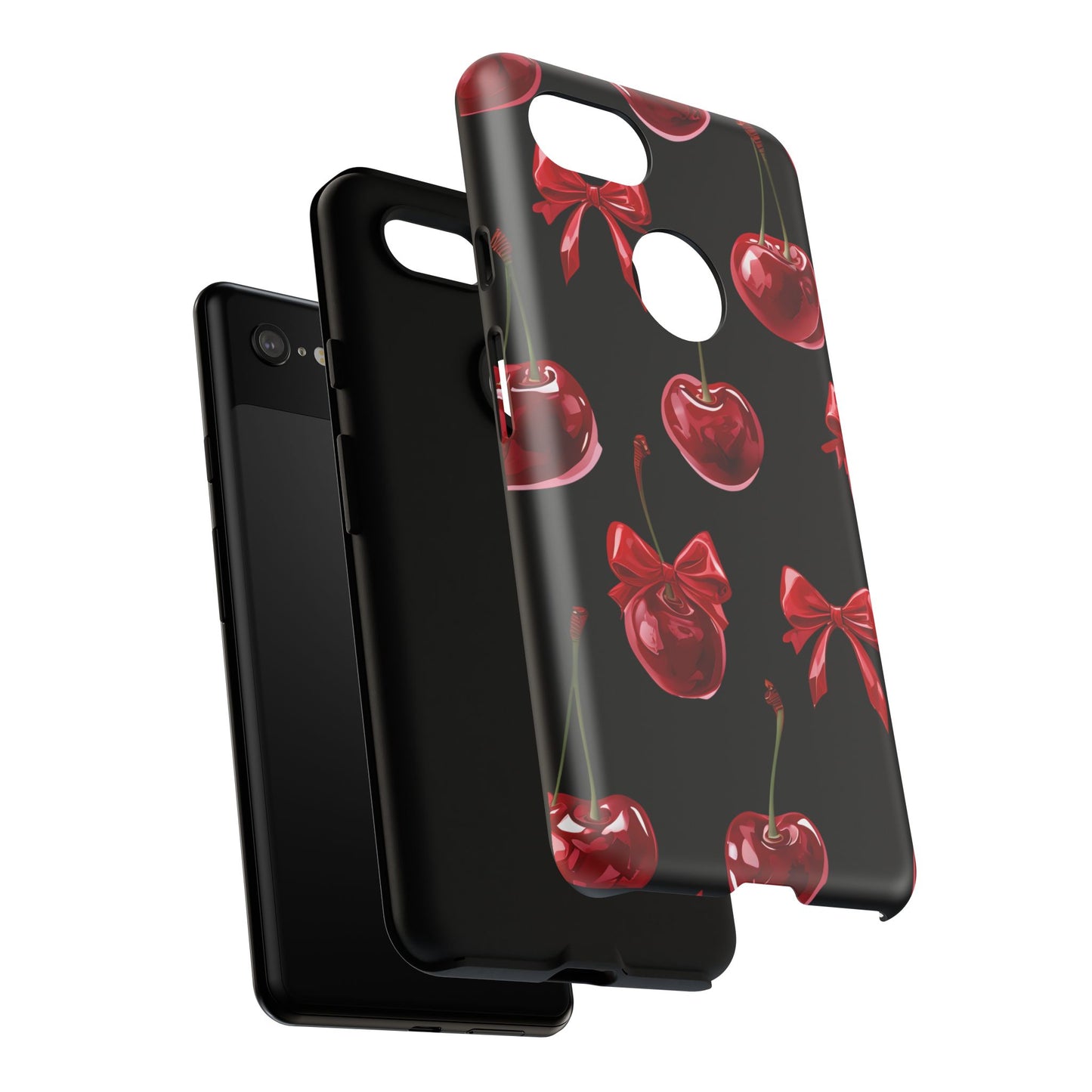 Coquette-Cherry Print Tough Phone Case - Stylish & Durable Protection