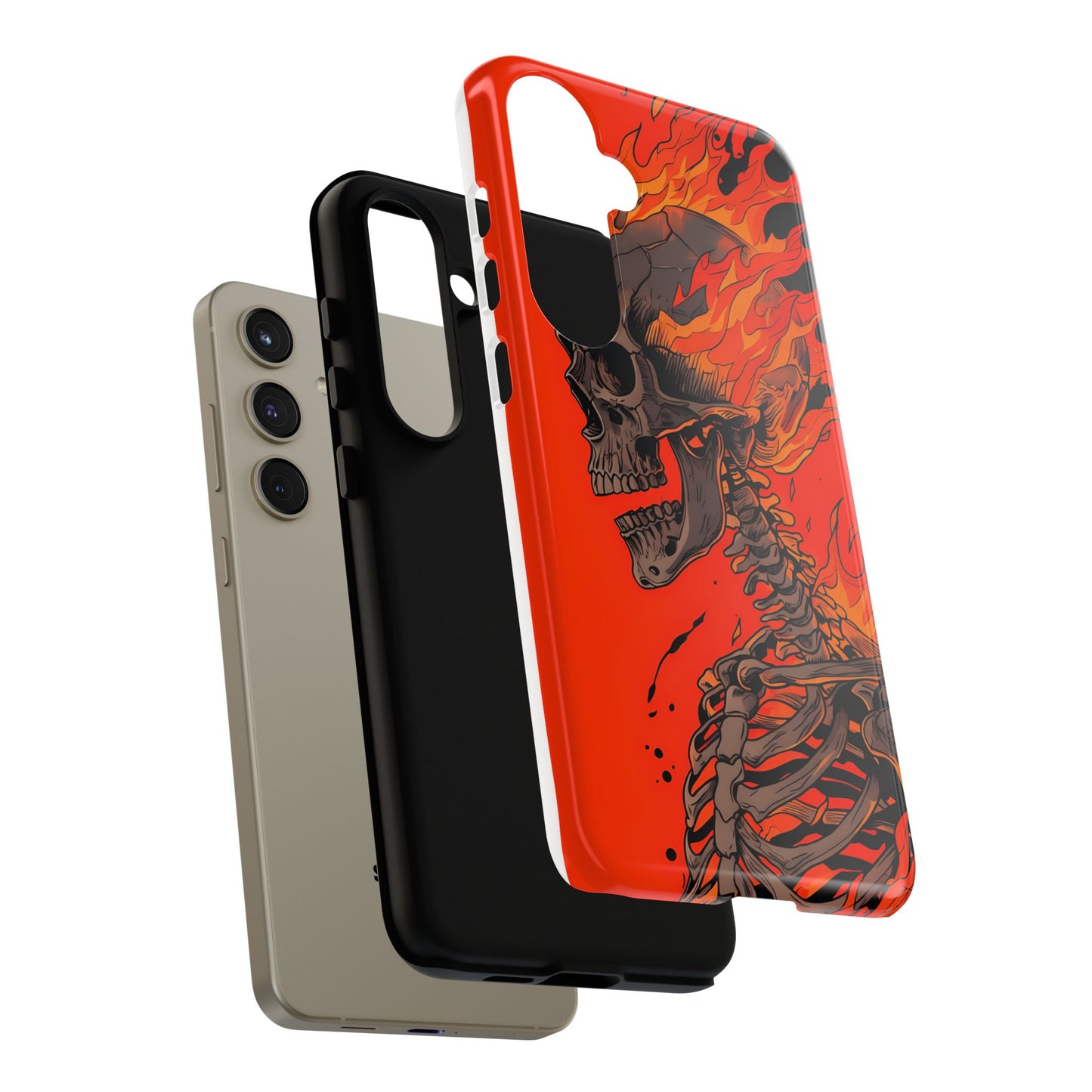 Flaming Skeleton Phone Case - Tough & Stylish Protection