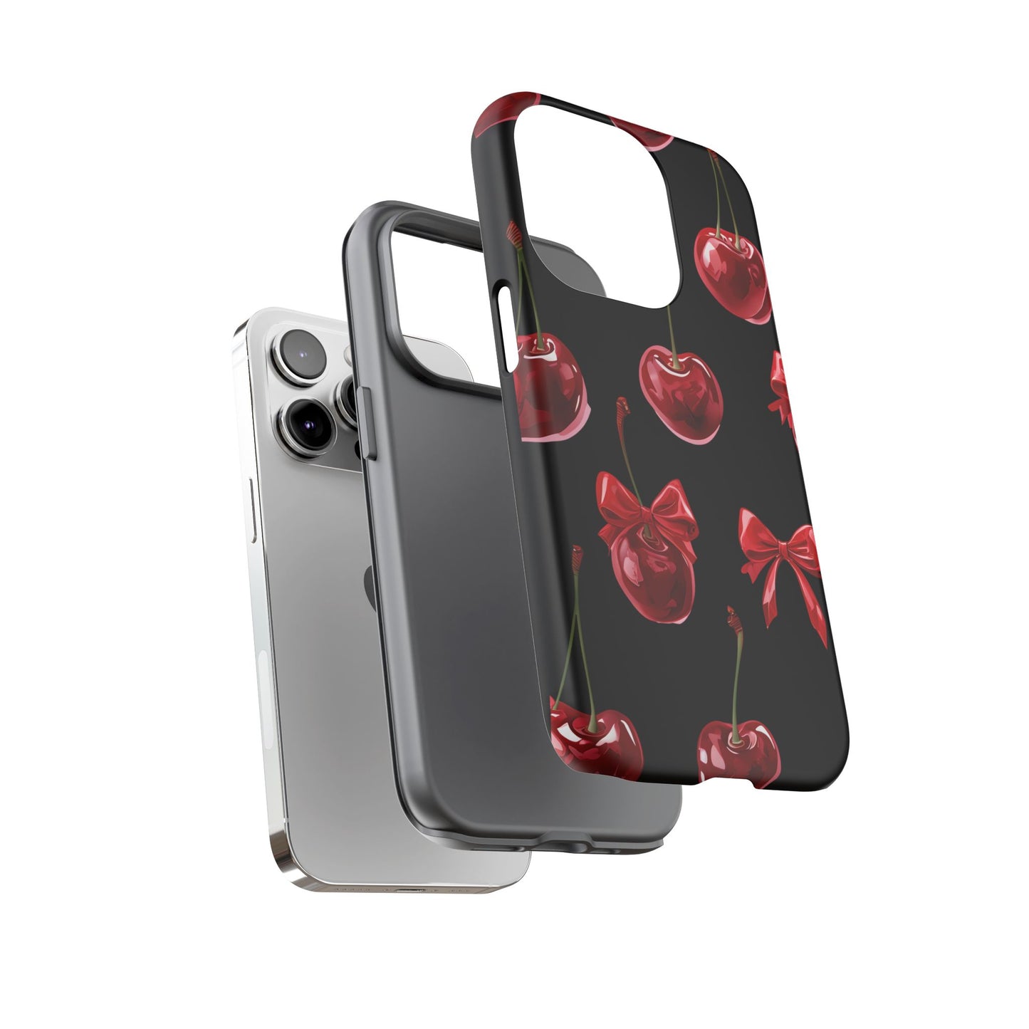 Coquette-Cherry Print Tough Phone Case - Stylish & Durable Protection