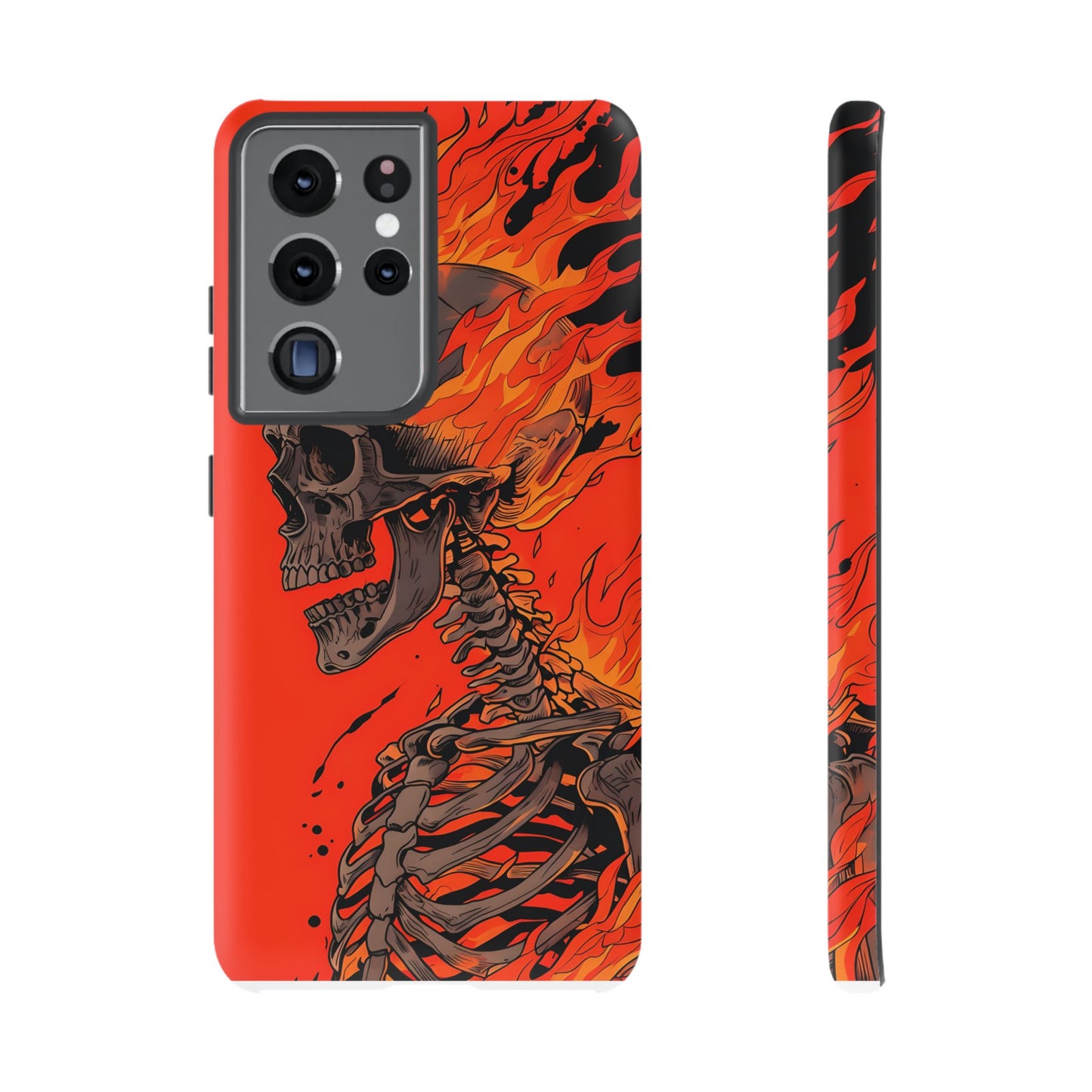 Flaming Skeleton Phone Case - Tough & Stylish Protection