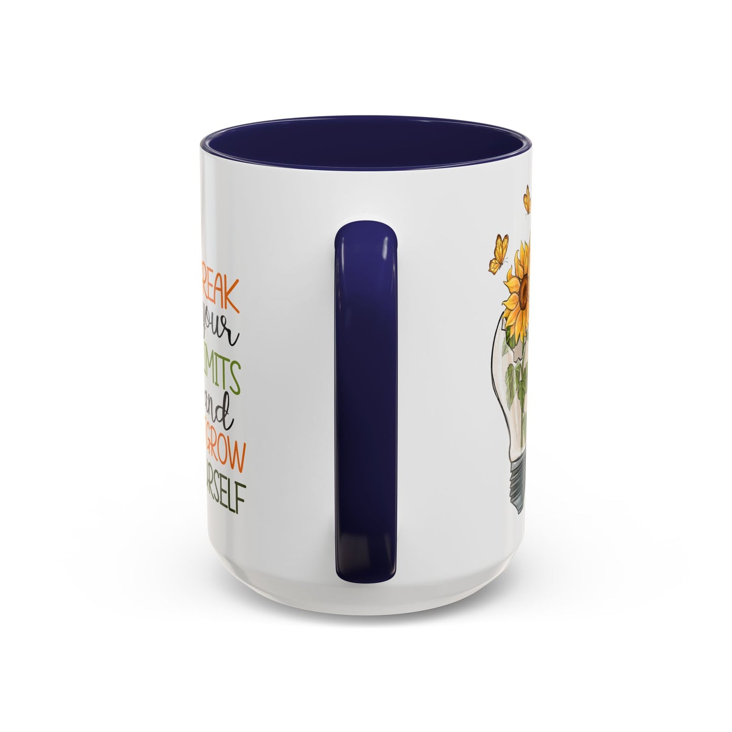 Inspirational Sunflower Coffee Mug - Break Your Limits & Outgrow Yourself - 15oz