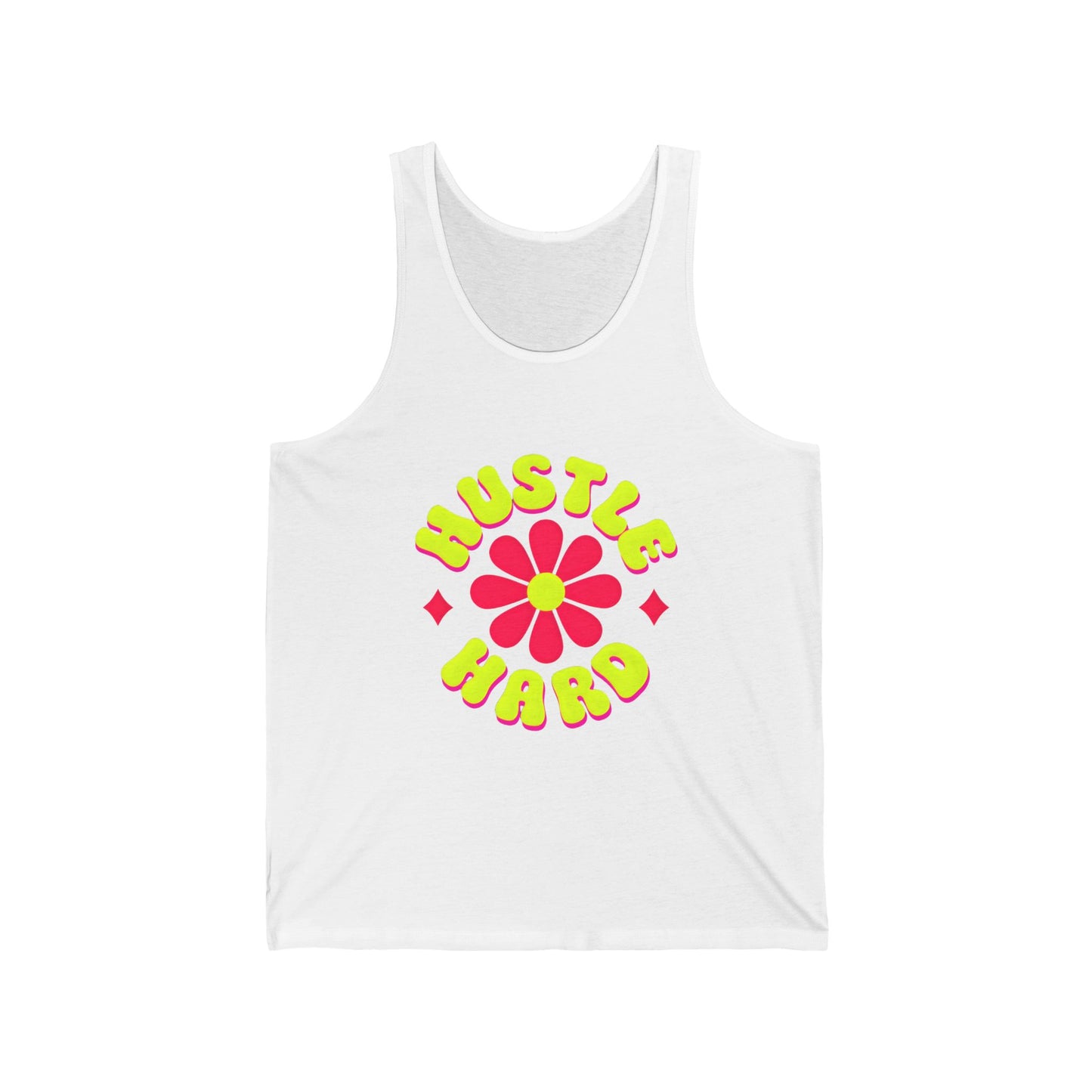 Hustle Hard Unisex Jersey Tank - Fun Flower Design