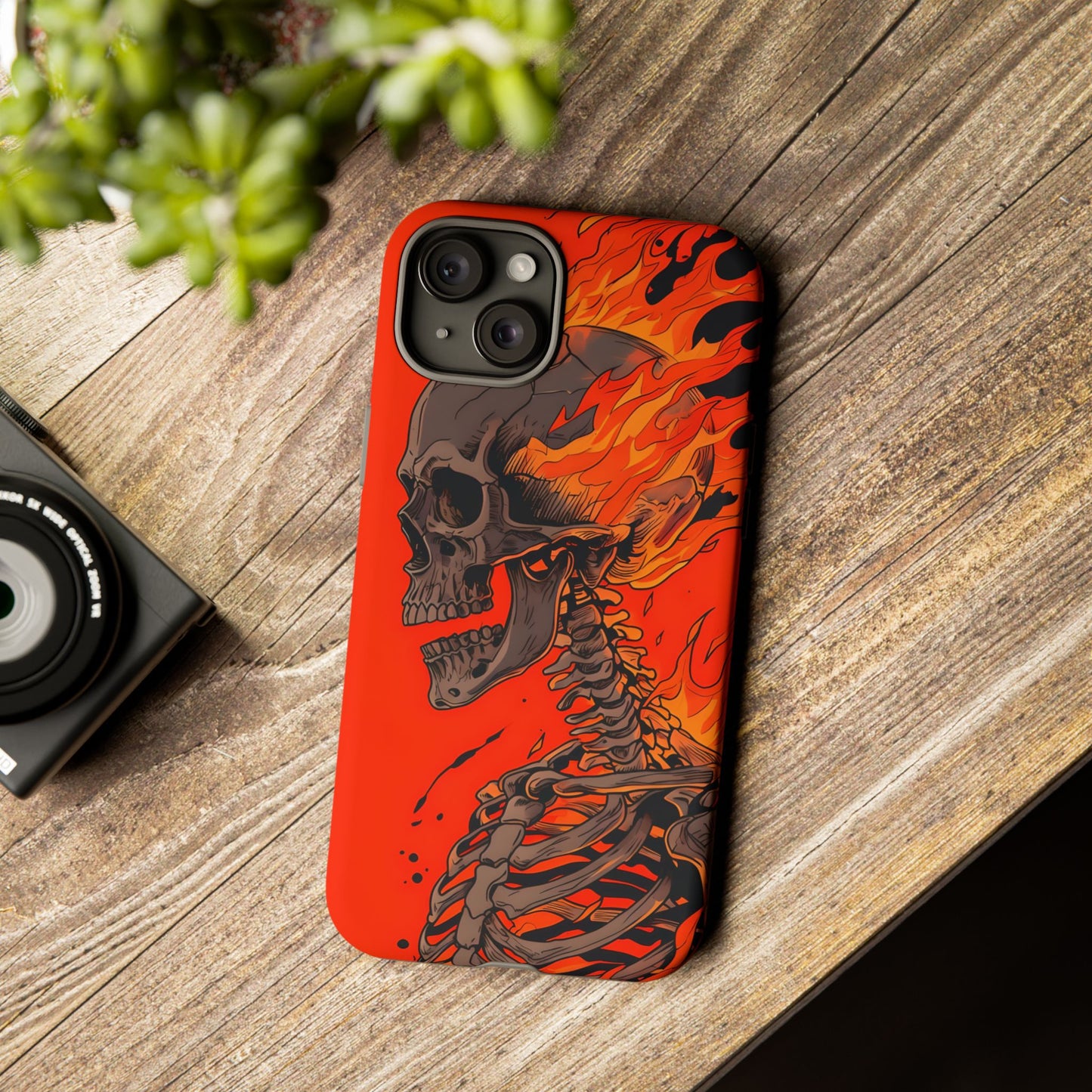 Flaming Skeleton Phone Case - Tough & Stylish Protection