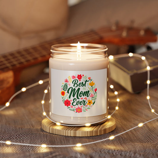 Best Mom Ever Scented Soy Candle - 9oz Floral Gift for Mother's Day