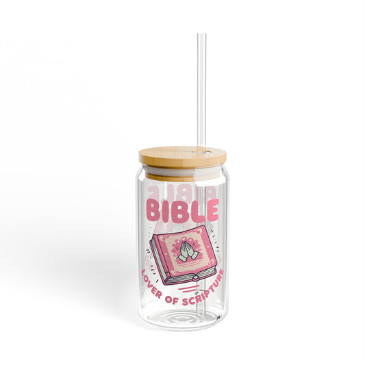 Bible Lover Sipper Glass - 16oz Drinkware with Bamboo Lid