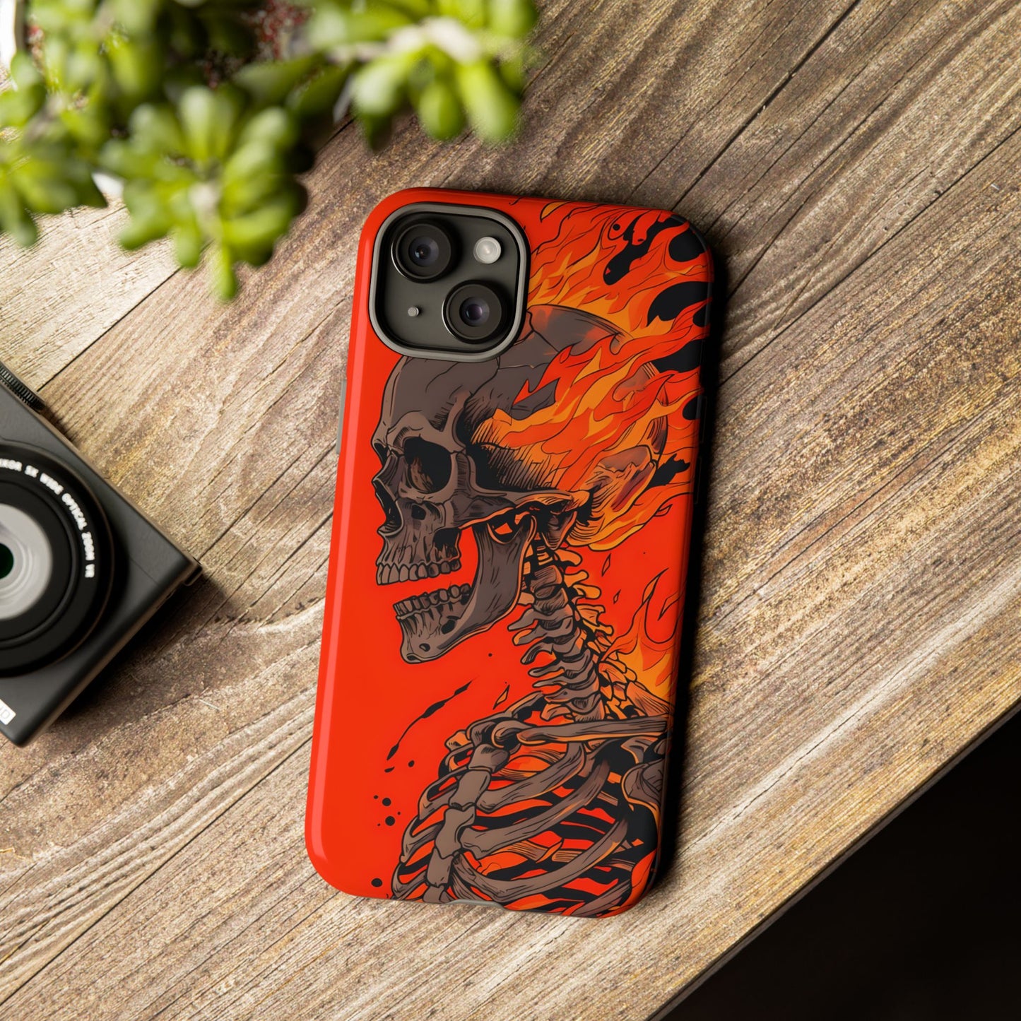 Flaming Skeleton Phone Case - Tough & Stylish Protection