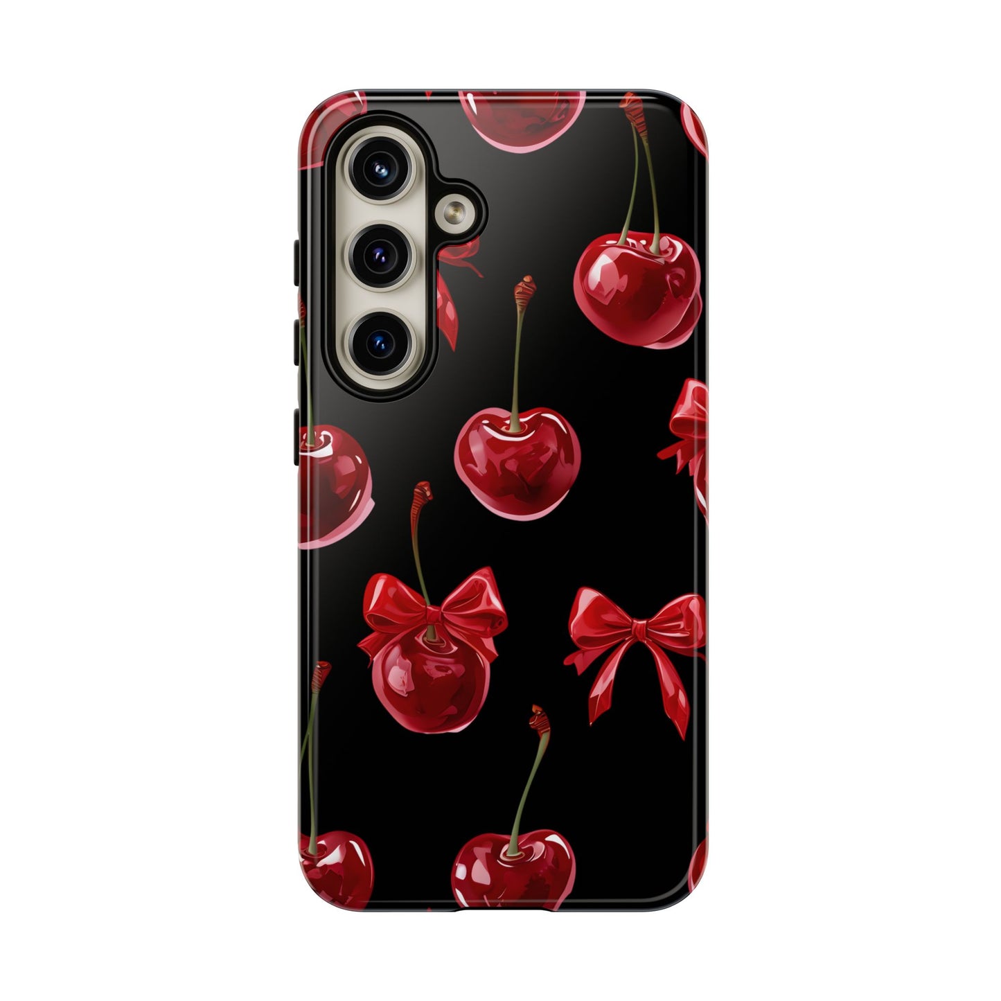 Coquette-Cherry Print Tough Phone Case - Stylish & Durable Protection