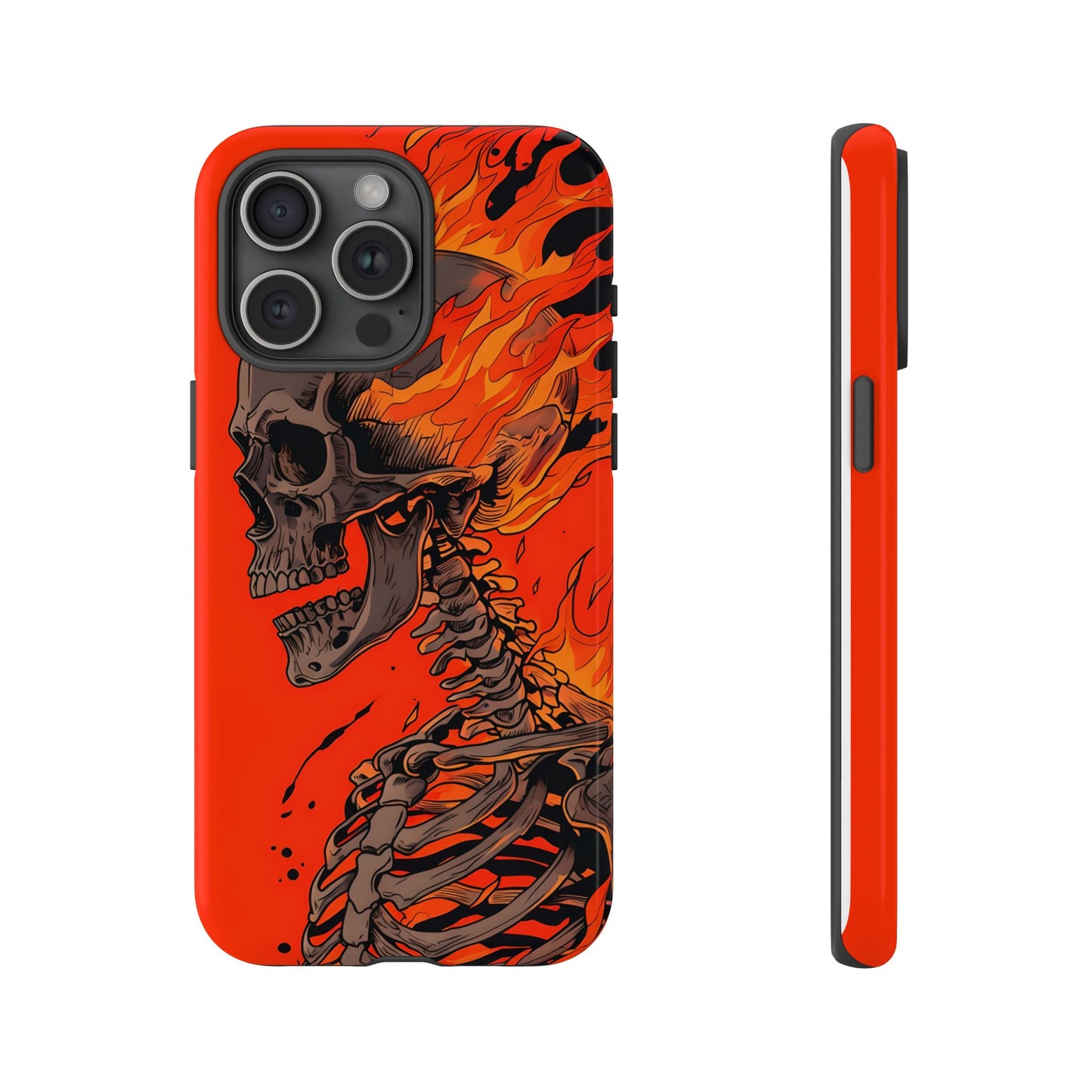 Flaming Skeleton Phone Case - Tough & Stylish Protection