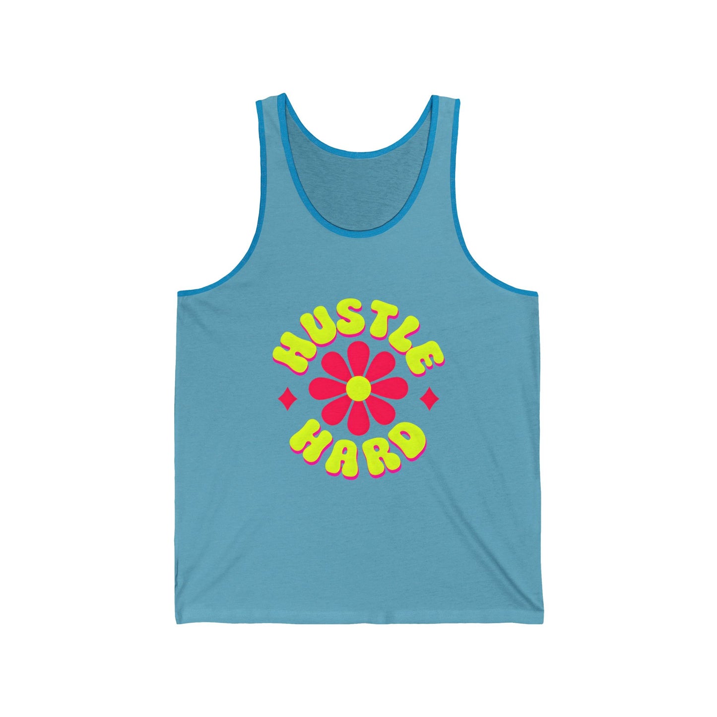 Hustle Hard Unisex Jersey Tank - Fun Flower Design