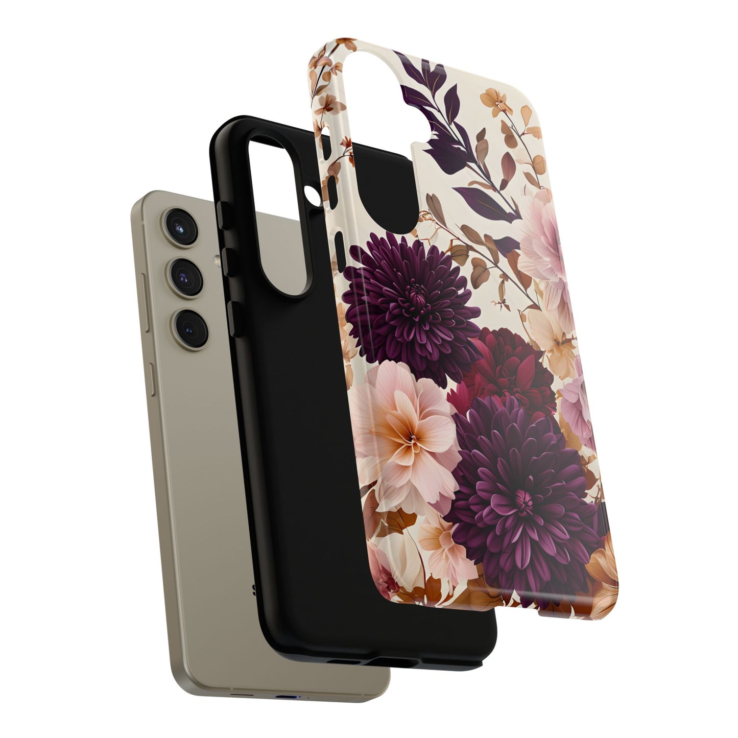 Floral Tough Phone Case - Elegant Design for iPhones & Androids