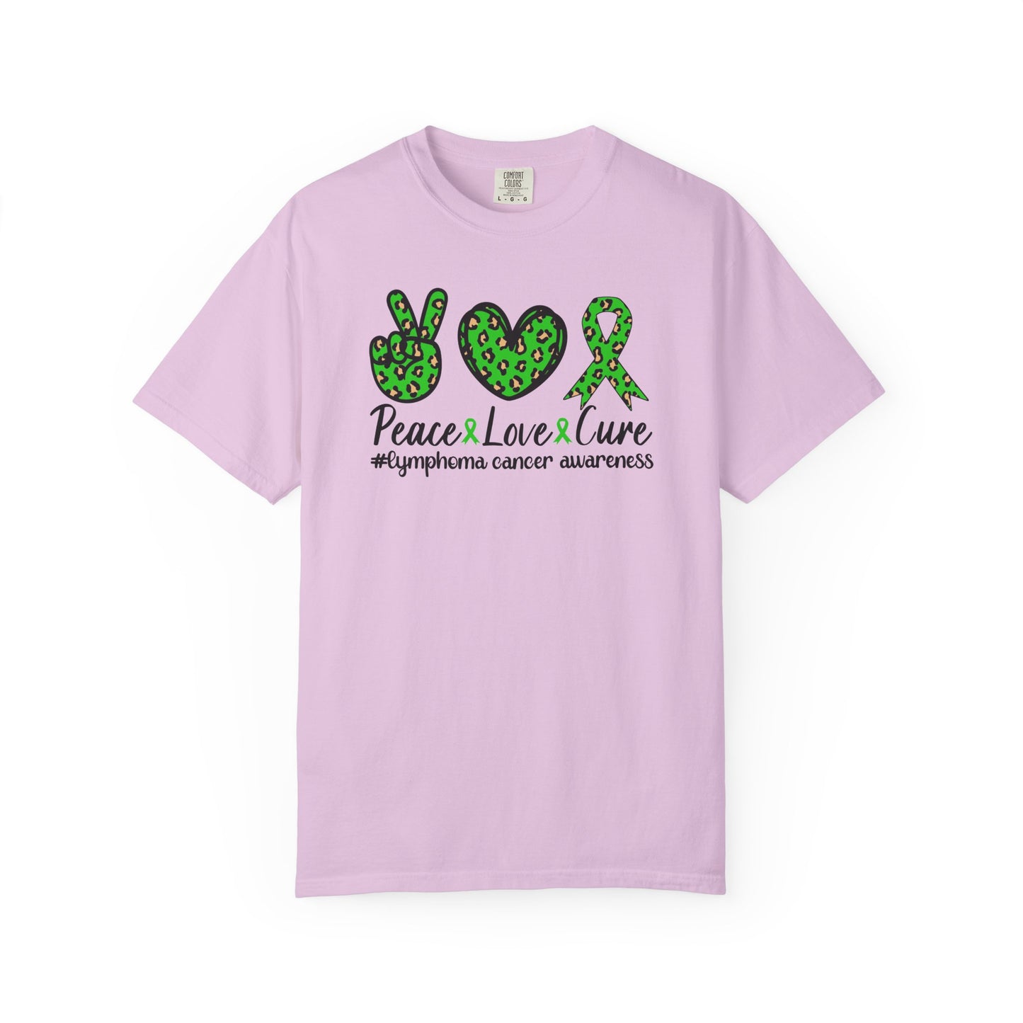 Peace, Love, Cure Unisex Garment-Dyed T-shirt for Lymphoma Awareness, Comfortable Tee, Cancer Support Shirt, Gift for Awareness [...]