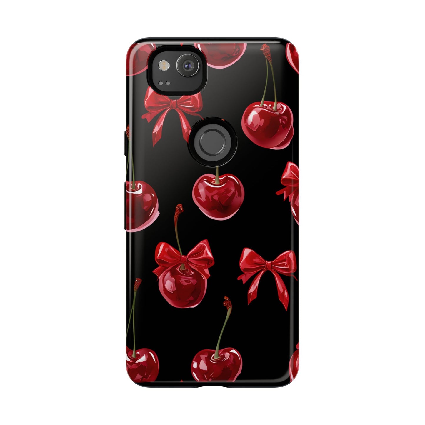 Coquette-Cherry Print Tough Phone Case - Stylish & Durable Protection