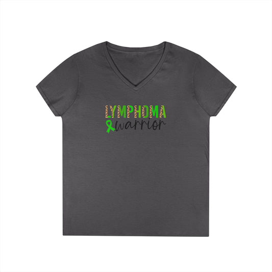 Lymphoma Warrior V-Neck T-Shirt, Cancer Awareness, Inspirational Shirt, Supportive Gift, Everyday Wear, Eco-friendly