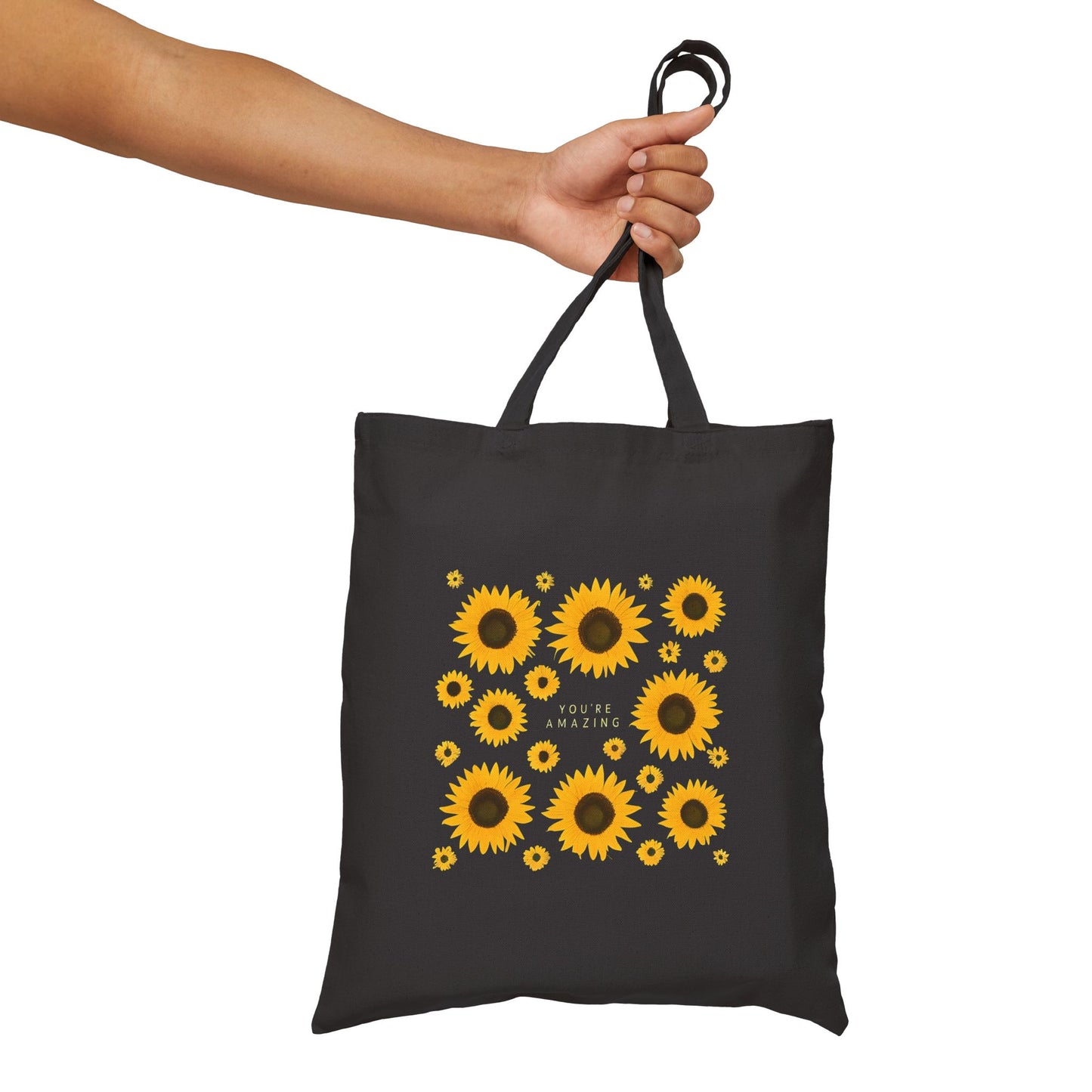 Sunflower Cotton Canvas Tote Bag - Eco-Friendly Shopping & Beach Bag
