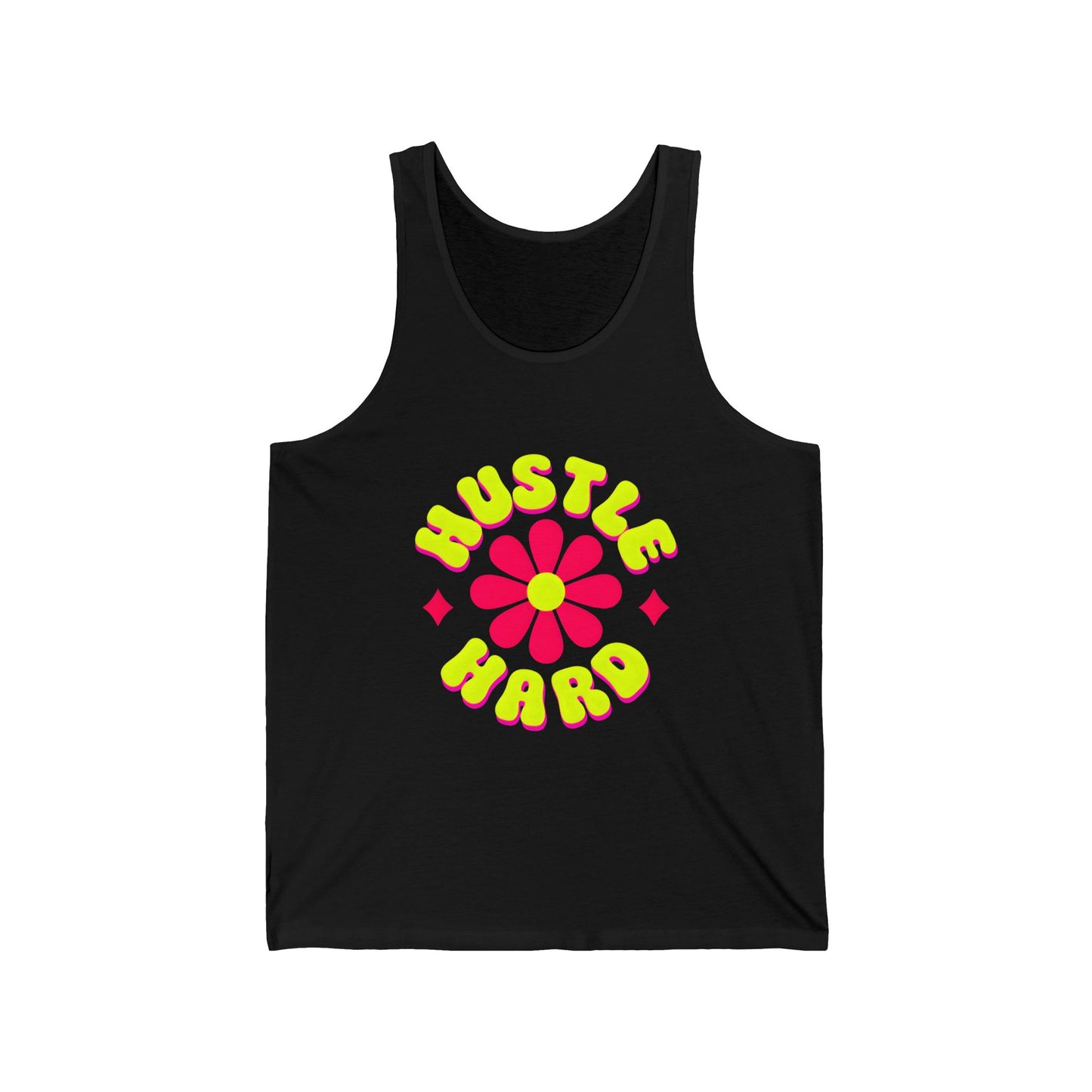 Hustle Hard Unisex Jersey Tank - Fun Flower Design