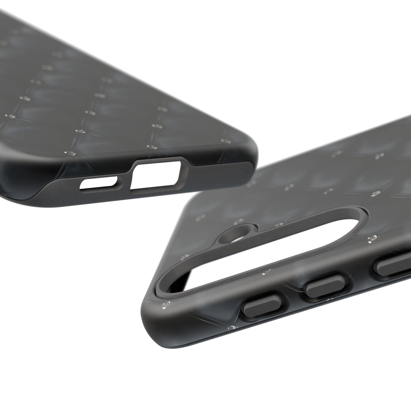Stylish Tough Phone Case - Elegant Black Quilted Design