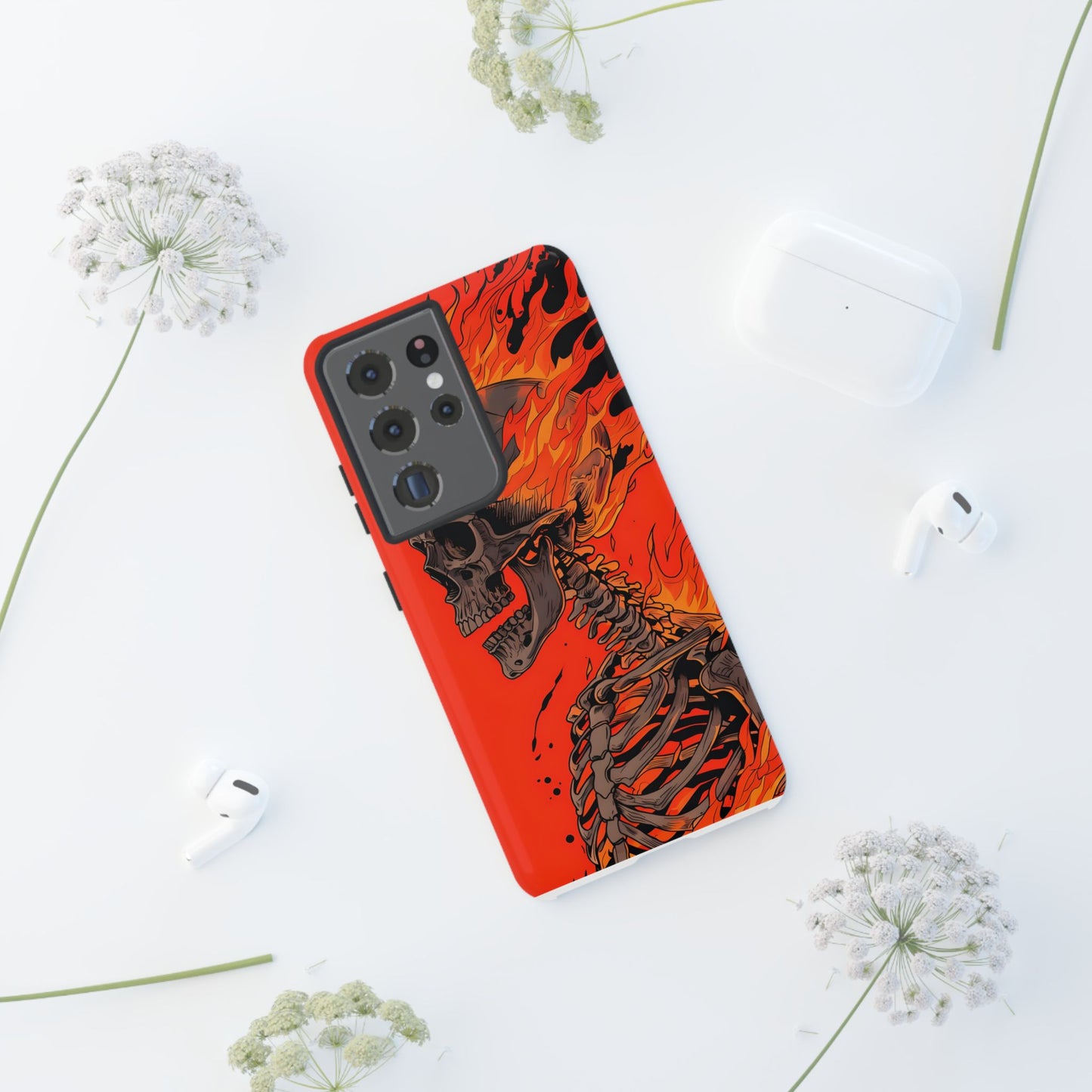 Flaming Skeleton Phone Case - Tough & Stylish Protection