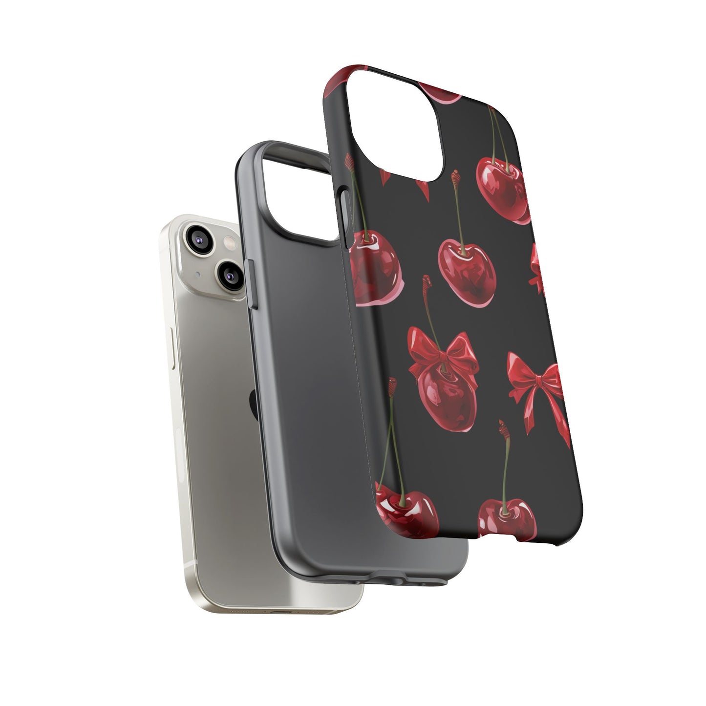 Coquette-Cherry Print Tough Phone Case - Stylish & Durable Protection