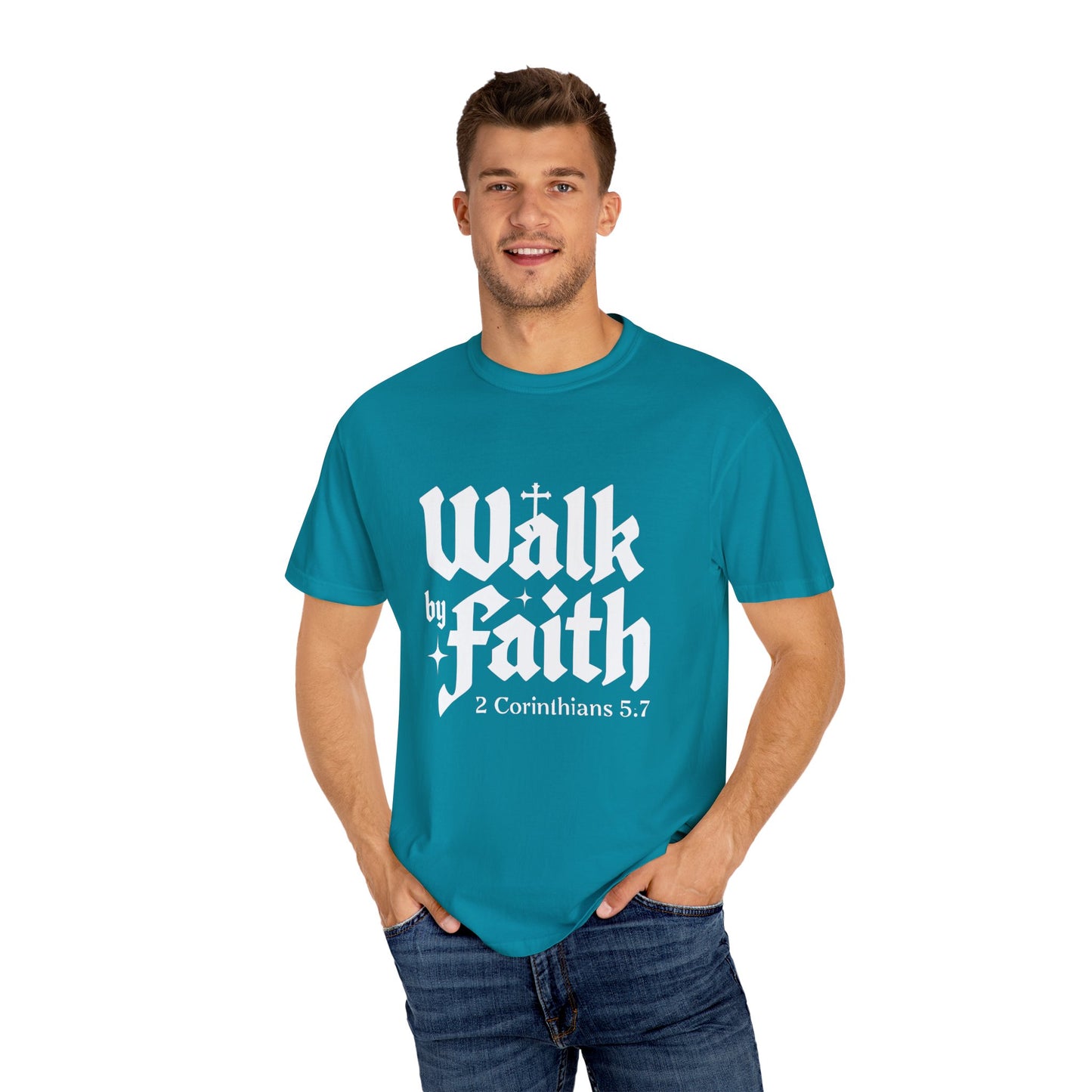 Faith-Inspired Garment-Dyed T-Shirt - 'Walk by Faith' 2 Corinthians 5:7