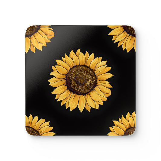 Sunflower Corkwood Coaster Set - Floral Drink Coasters for Home Decor