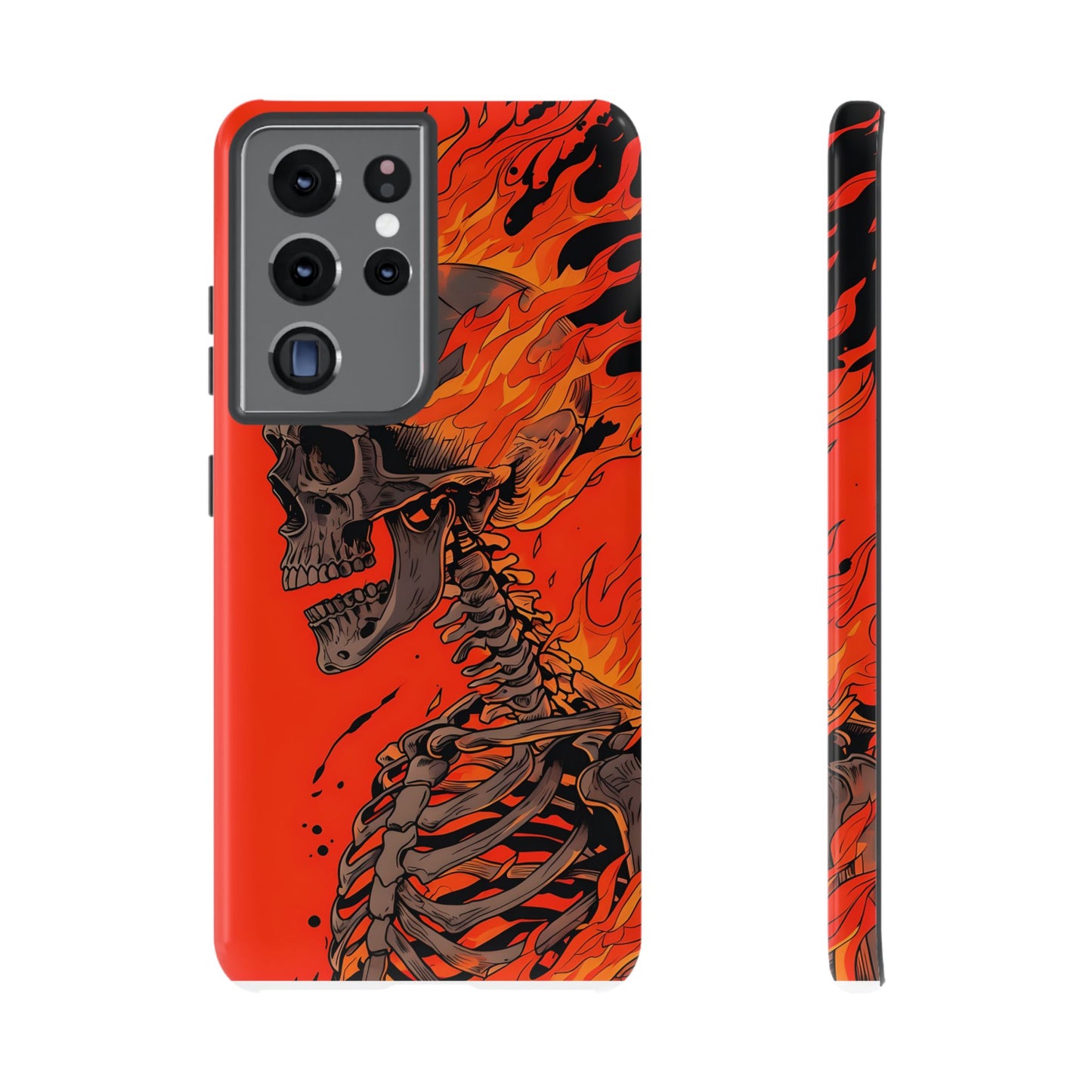 Flaming Skeleton Phone Case - Tough & Stylish Protection