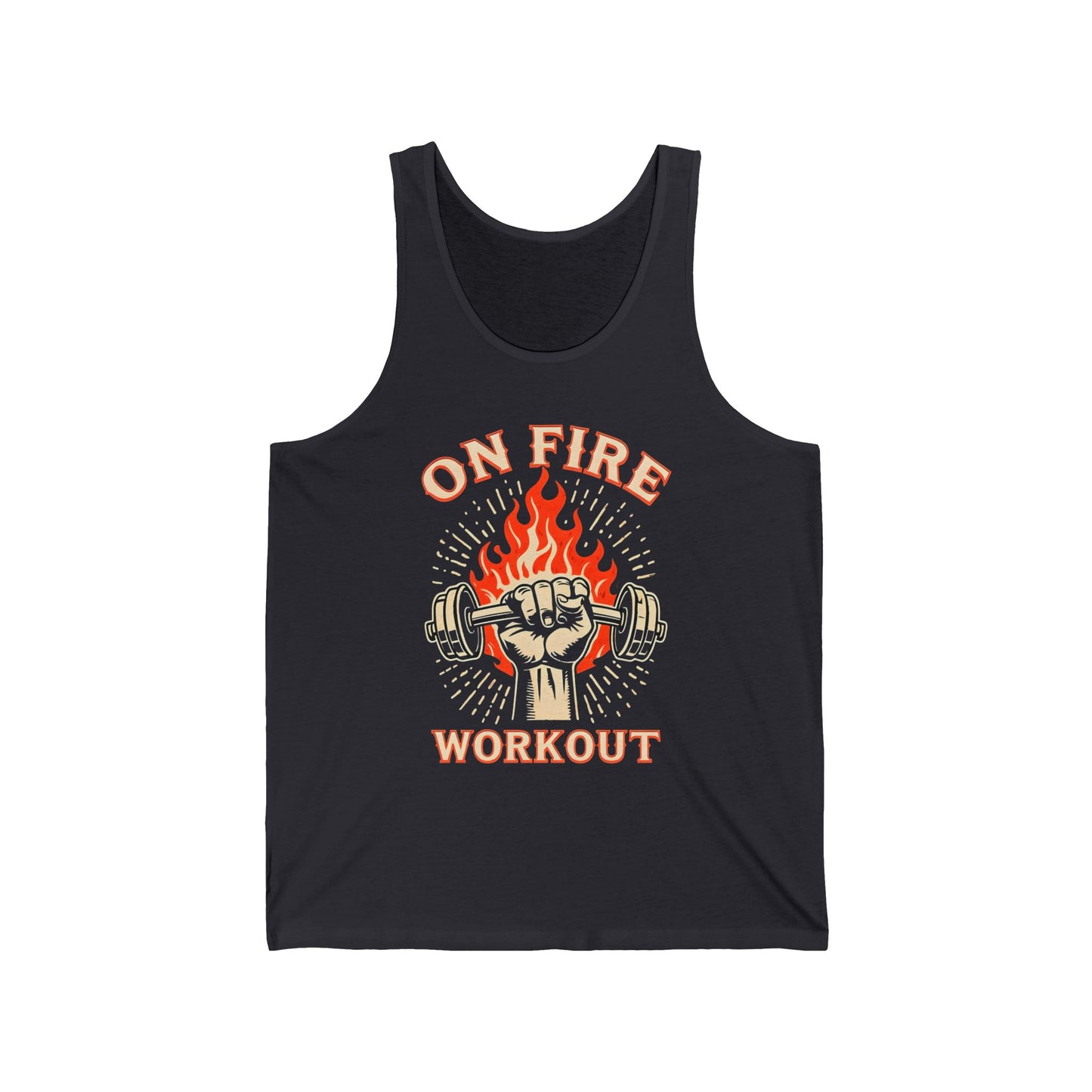 On Fire Workout Unisex Jersey Tank - Fitness Motivation Apparel