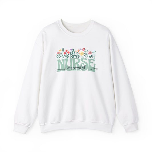 Floral Neonatal Nurse Sweatshirt - Unisex Heavy Blend™ Crewneck