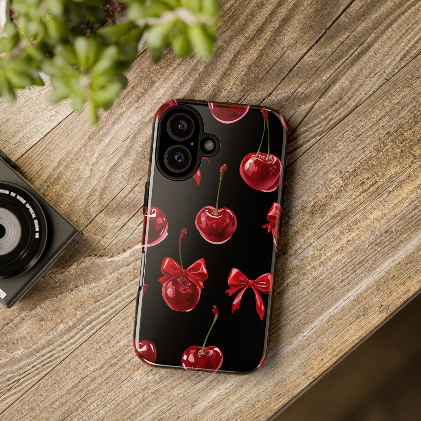 Coquette-Cherry Print Tough Phone Case - Stylish & Durable Protection