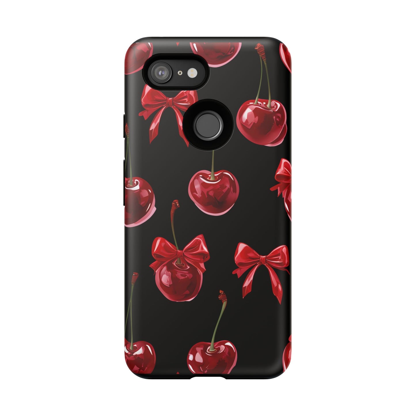 Coquette-Cherry Print Tough Phone Case - Stylish & Durable Protection