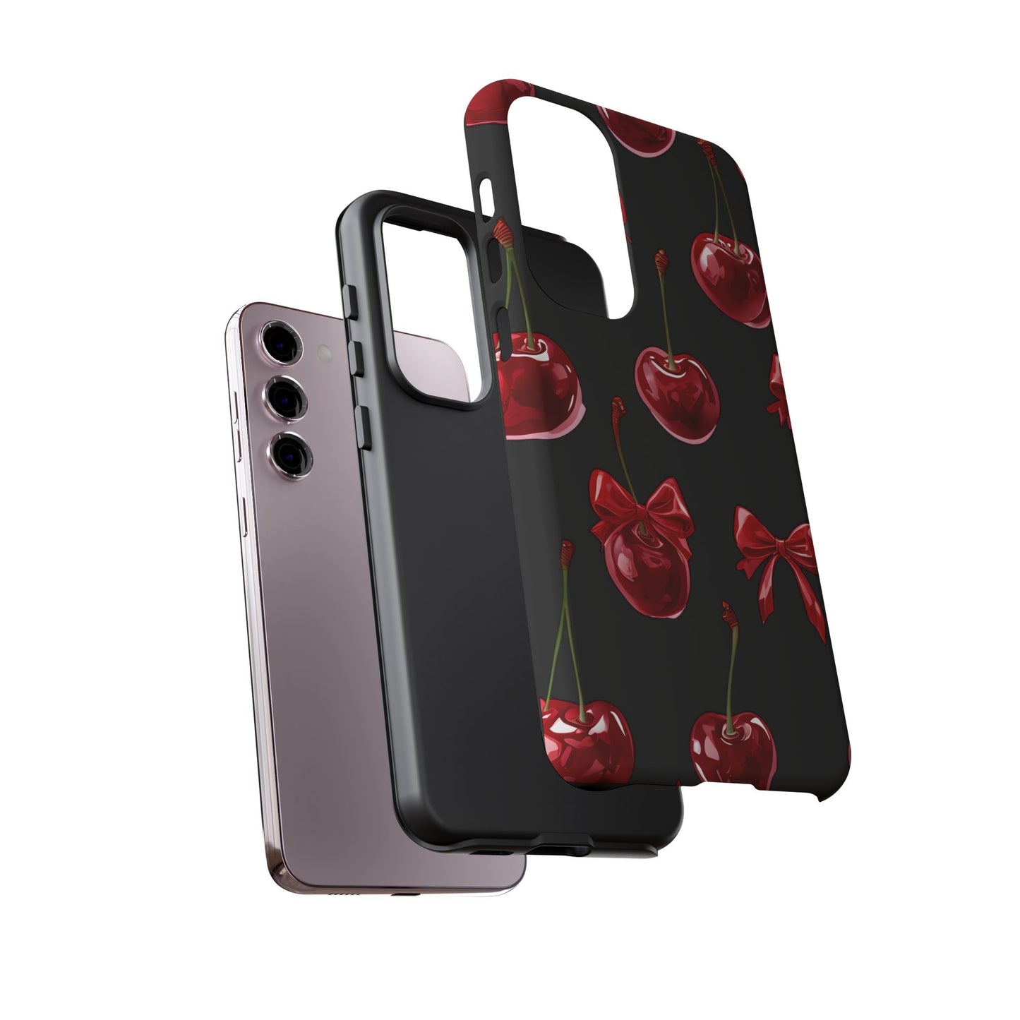 Coquette-Cherry Print Tough Phone Case - Stylish & Durable Protection