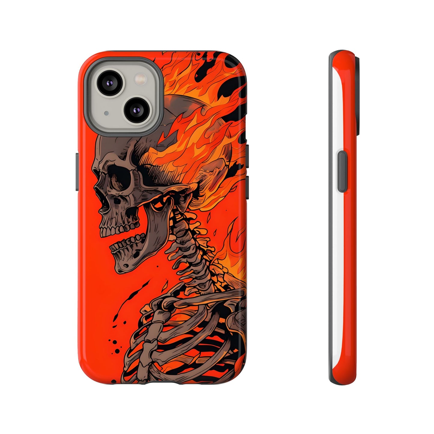 Flaming Skeleton Phone Case - Tough & Stylish Protection