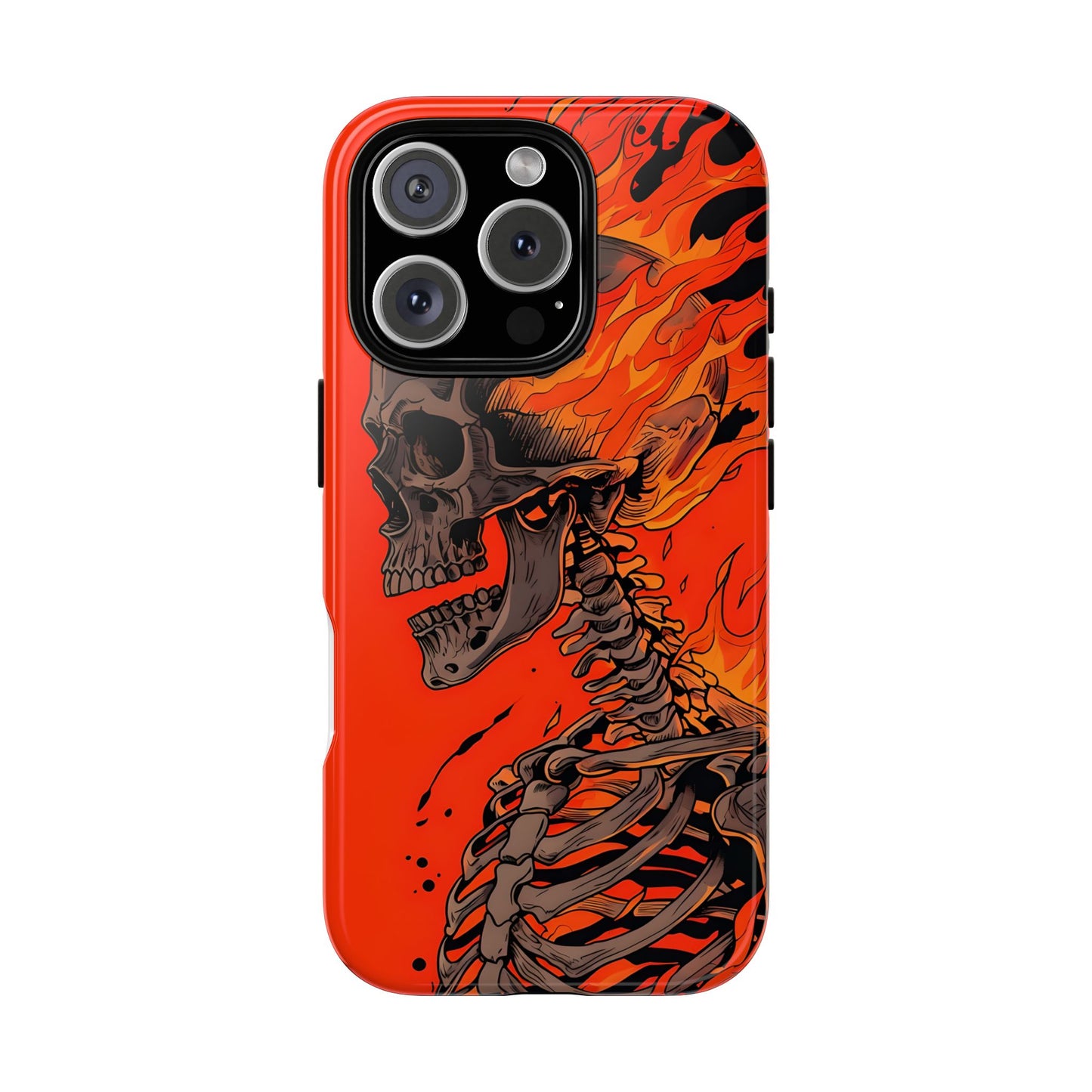 Flaming Skeleton Phone Case - Tough & Stylish Protection