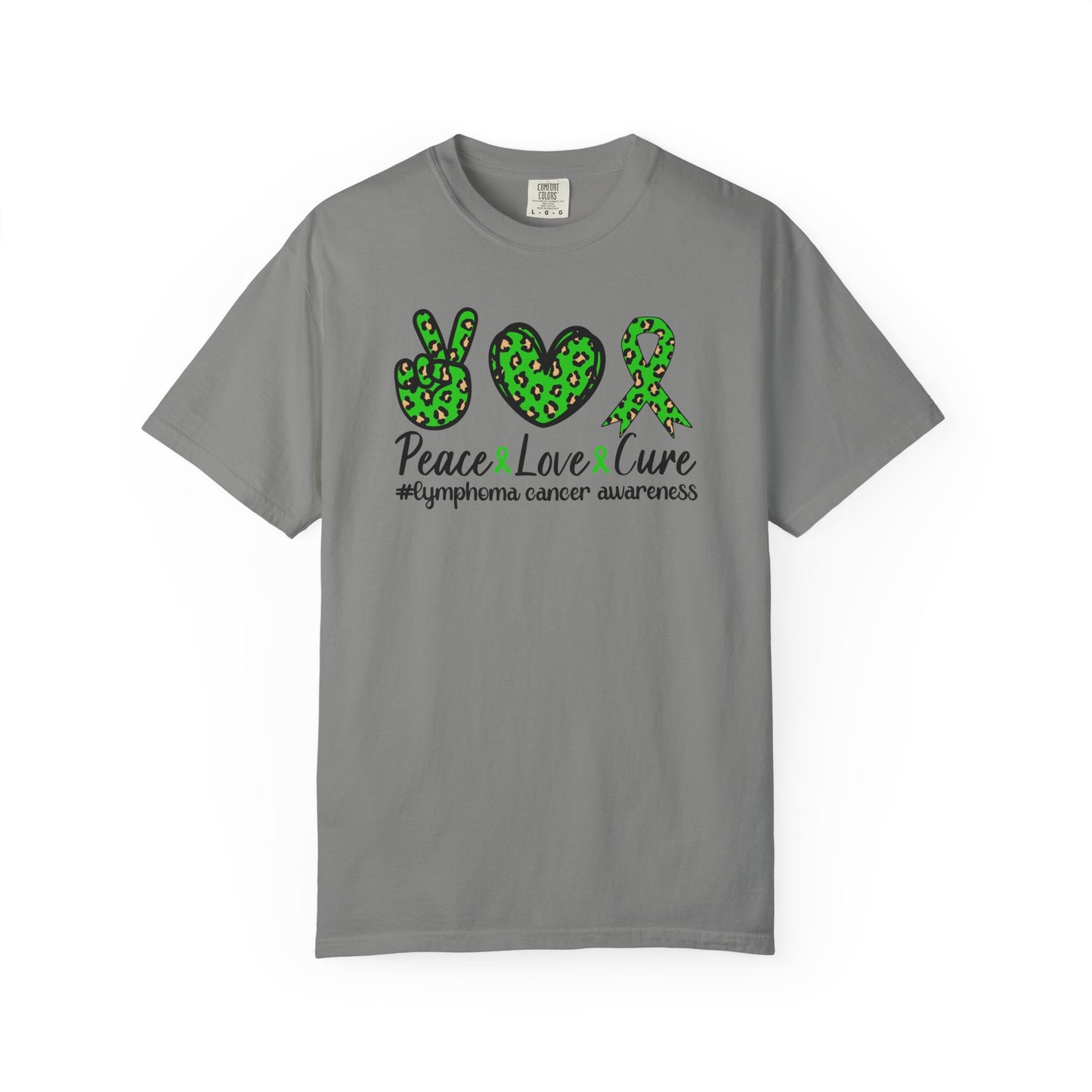 Peace, Love, Cure Unisex Garment-Dyed T-shirt for Lymphoma Awareness, Comfortable Tee, Cancer Support Shirt, Gift for Awareness [...]