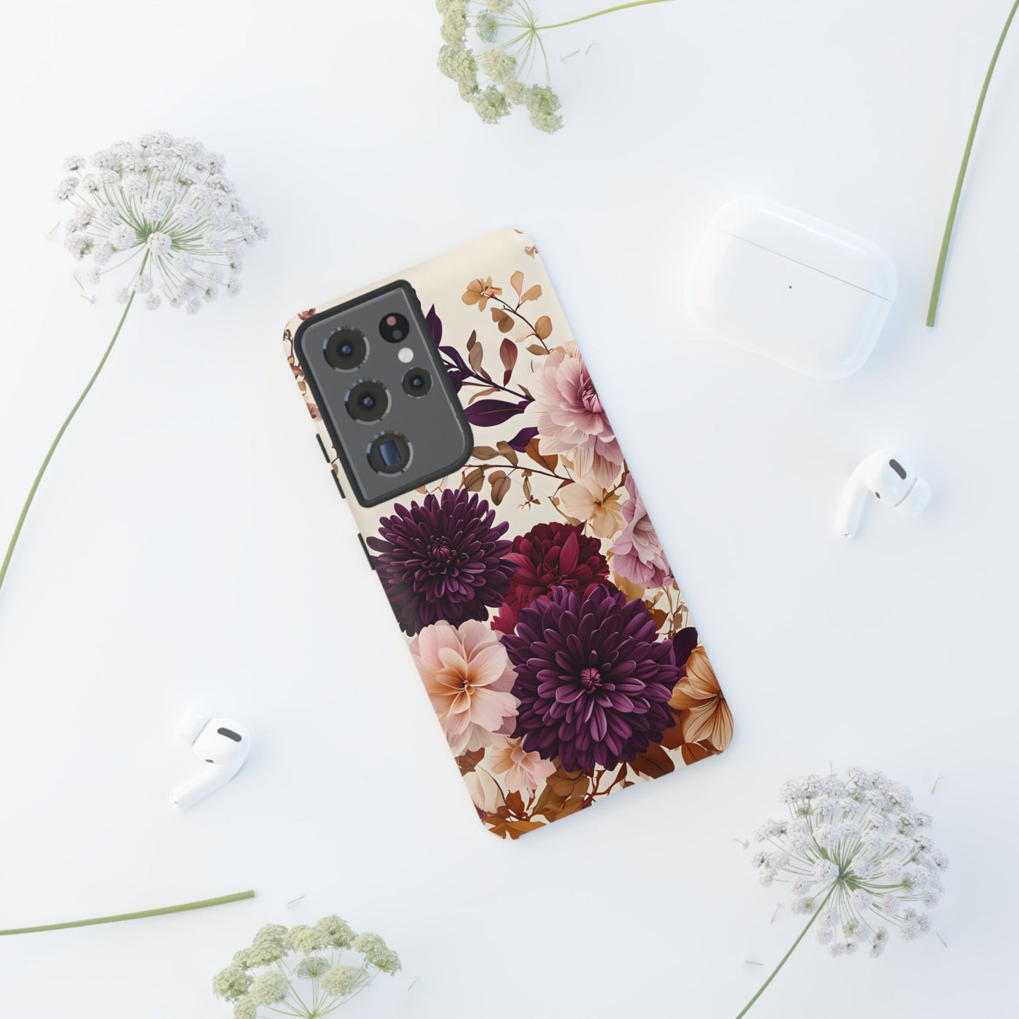 Floral Tough Phone Case - Elegant Design for iPhones & Androids