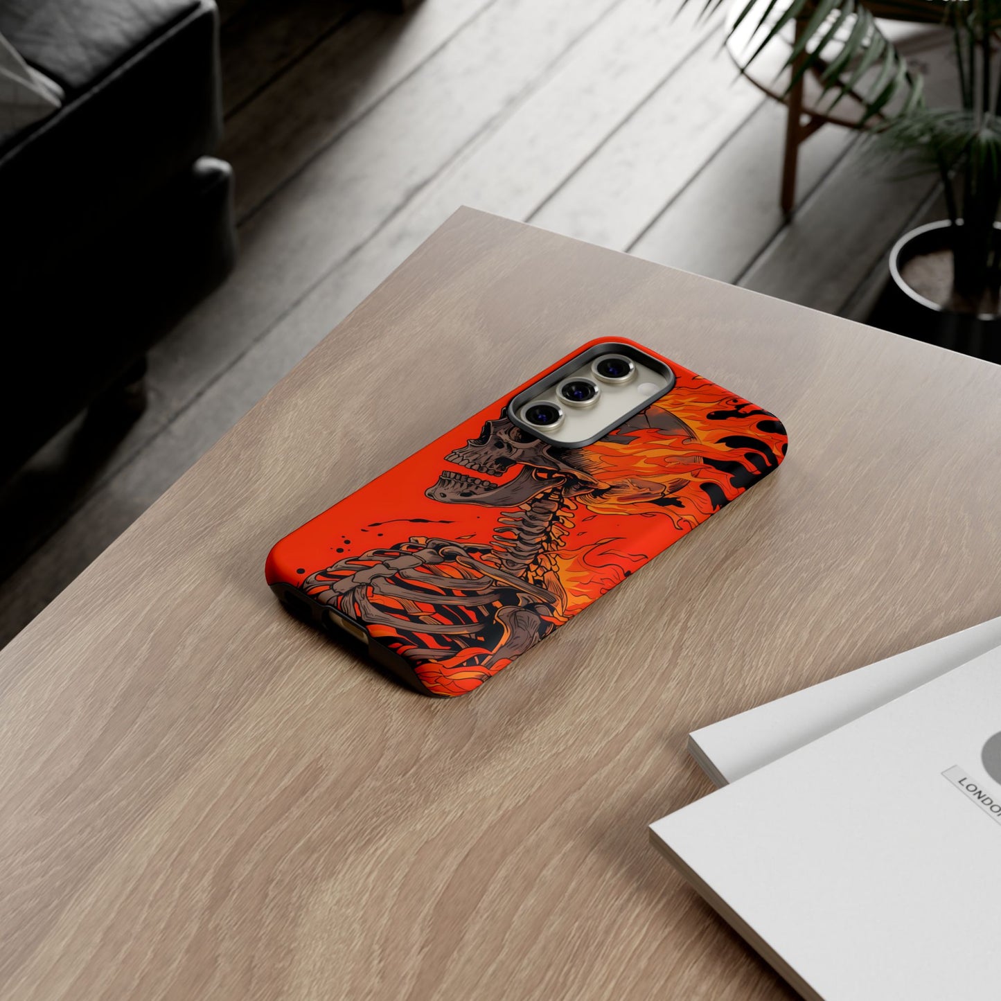 Flaming Skeleton Phone Case - Tough & Stylish Protection