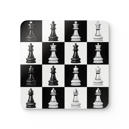 Chess-Themed Cork Coaster Set - Elegant Game Night Decor