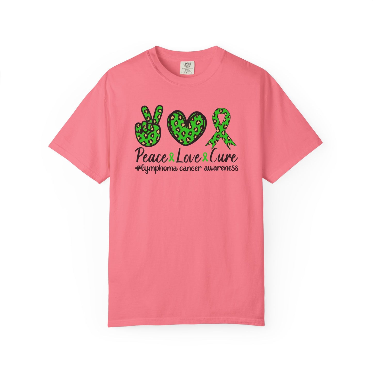 Peace, Love, Cure Unisex Garment-Dyed T-shirt for Lymphoma Awareness, Comfortable Tee, Cancer Support Shirt, Gift for Awareness [...]