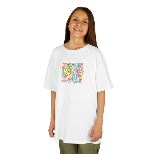 Kids Jesus Loves You Tee - Heavy Cotton T-Shirt for Boys & Girls