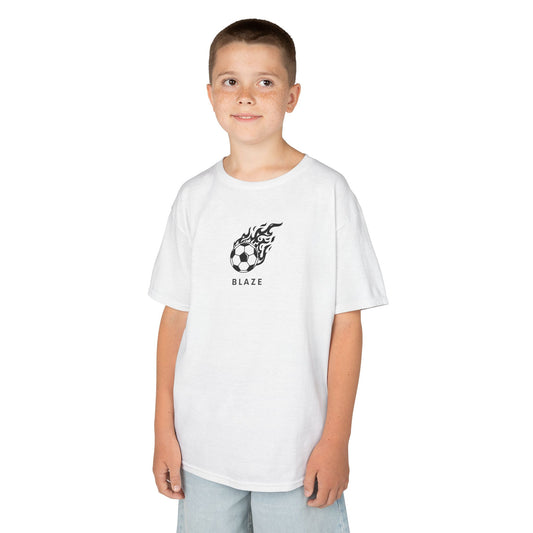 Kids Blaze Soccer Flame Graphic Tee - Customizable Name & Number