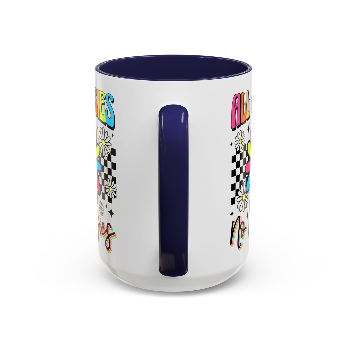 Colorful Flower Accent 15oz. Coffee Mug - 'All Oopsies, No Daisies'