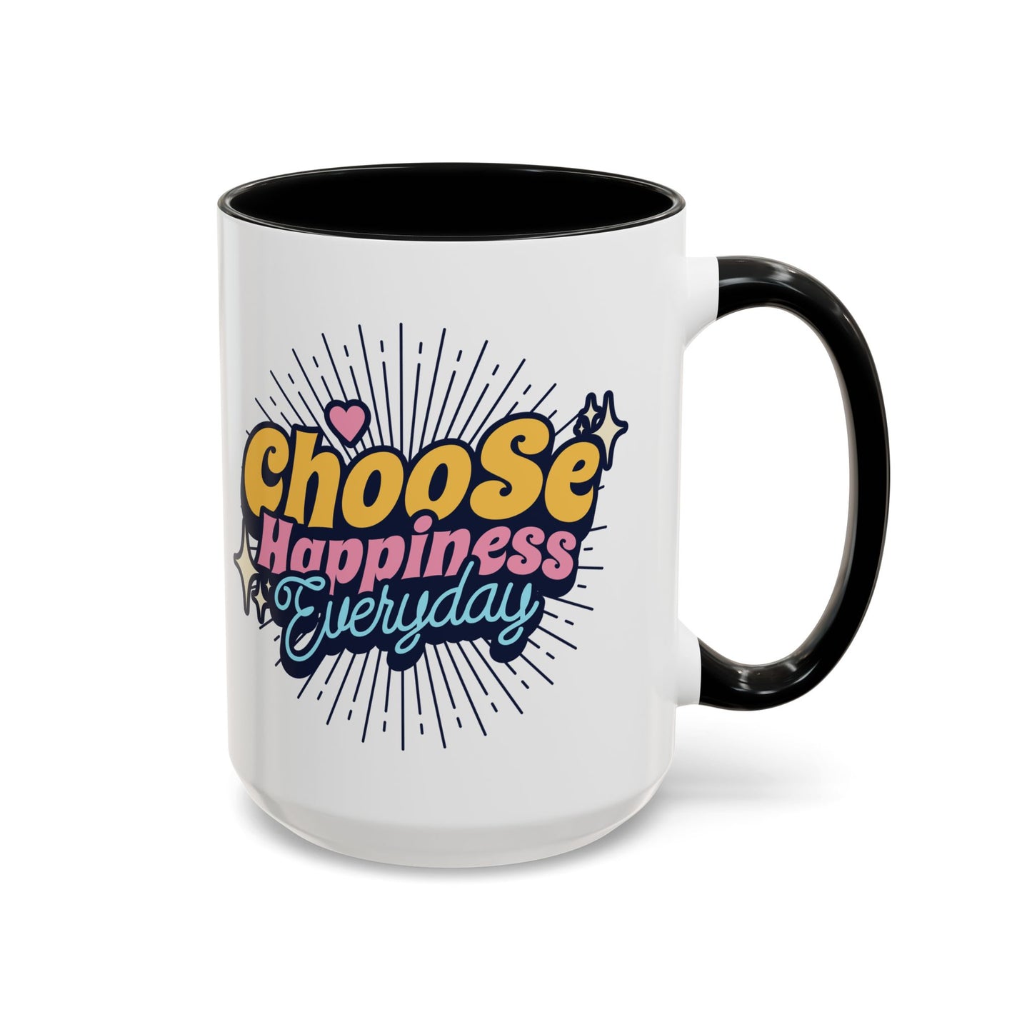 Choose Happiness Everyday 15oz Coffee Mug - Colorful Ceramic Cup for Positive Vibes