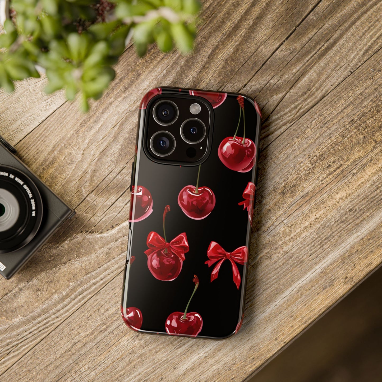 Coquette-Cherry Print Tough Phone Case - Stylish & Durable Protection