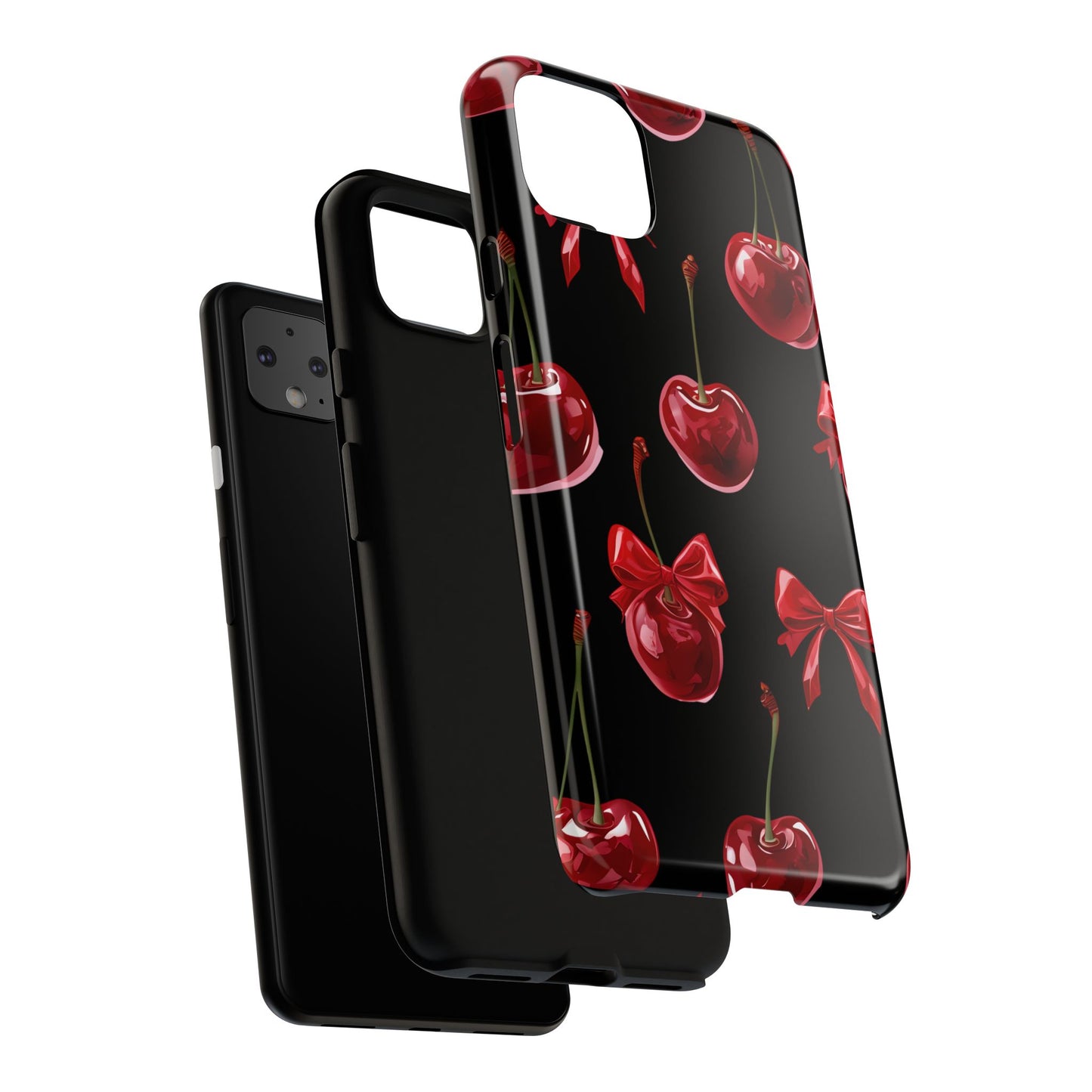 Coquette-Cherry Print Tough Phone Case - Stylish & Durable Protection