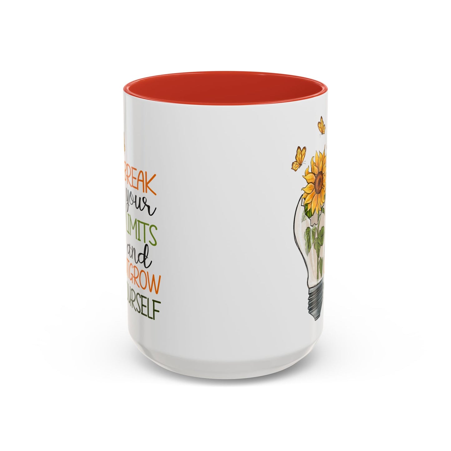 Inspirational Sunflower Coffee Mug - Break Your Limits & Outgrow Yourself - 15oz