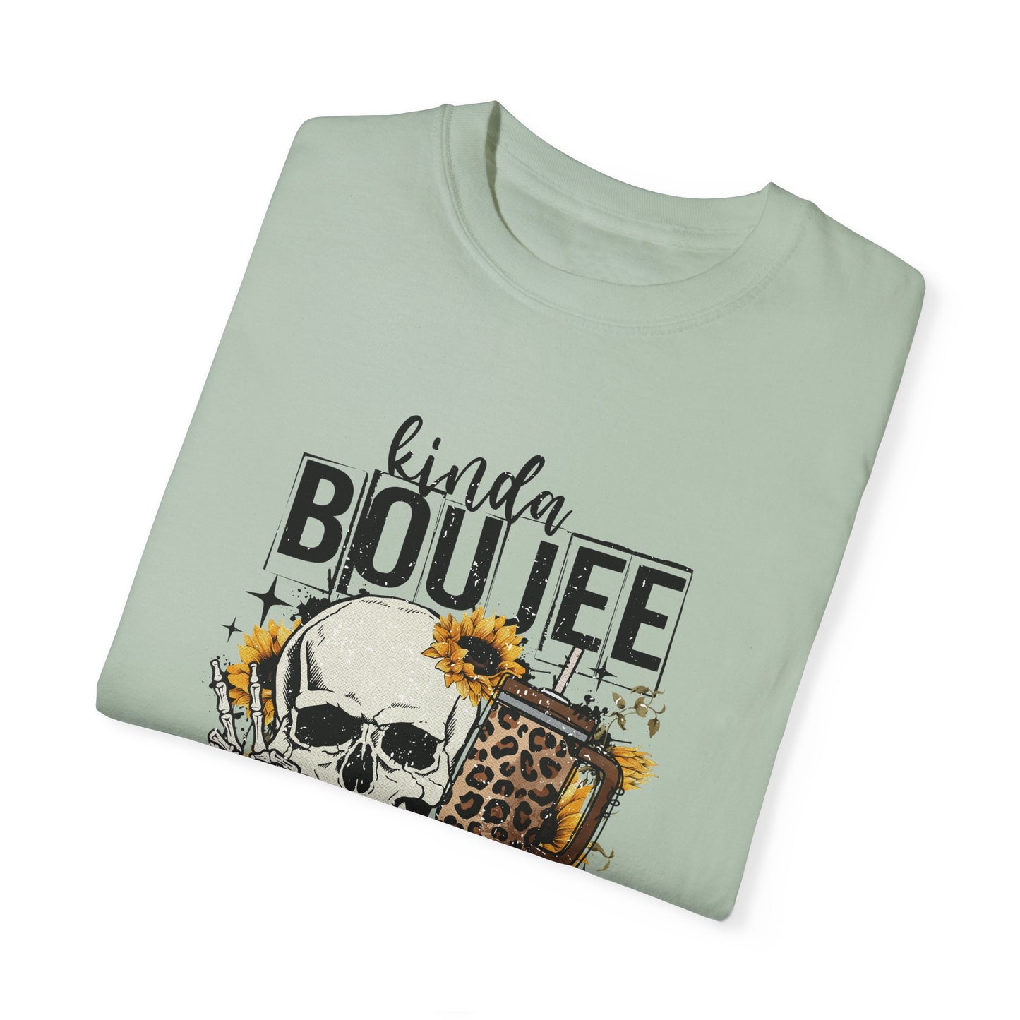Kinda Boujee Kinda Broke Black Unisex Garment-Dyed T-shirt - Trendy Casual Wear for Cool Vibes