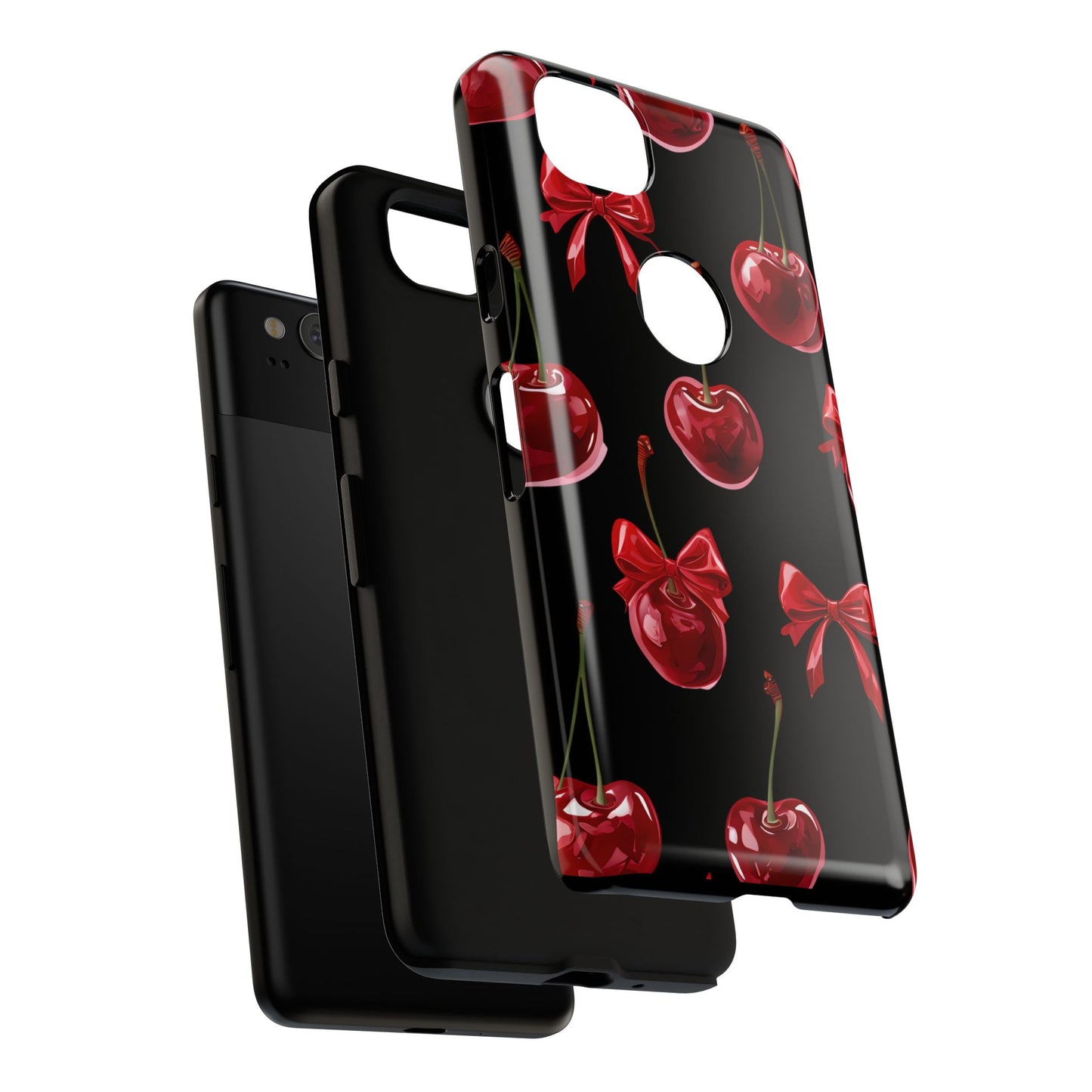 Coquette-Cherry Print Tough Phone Case - Stylish & Durable Protection