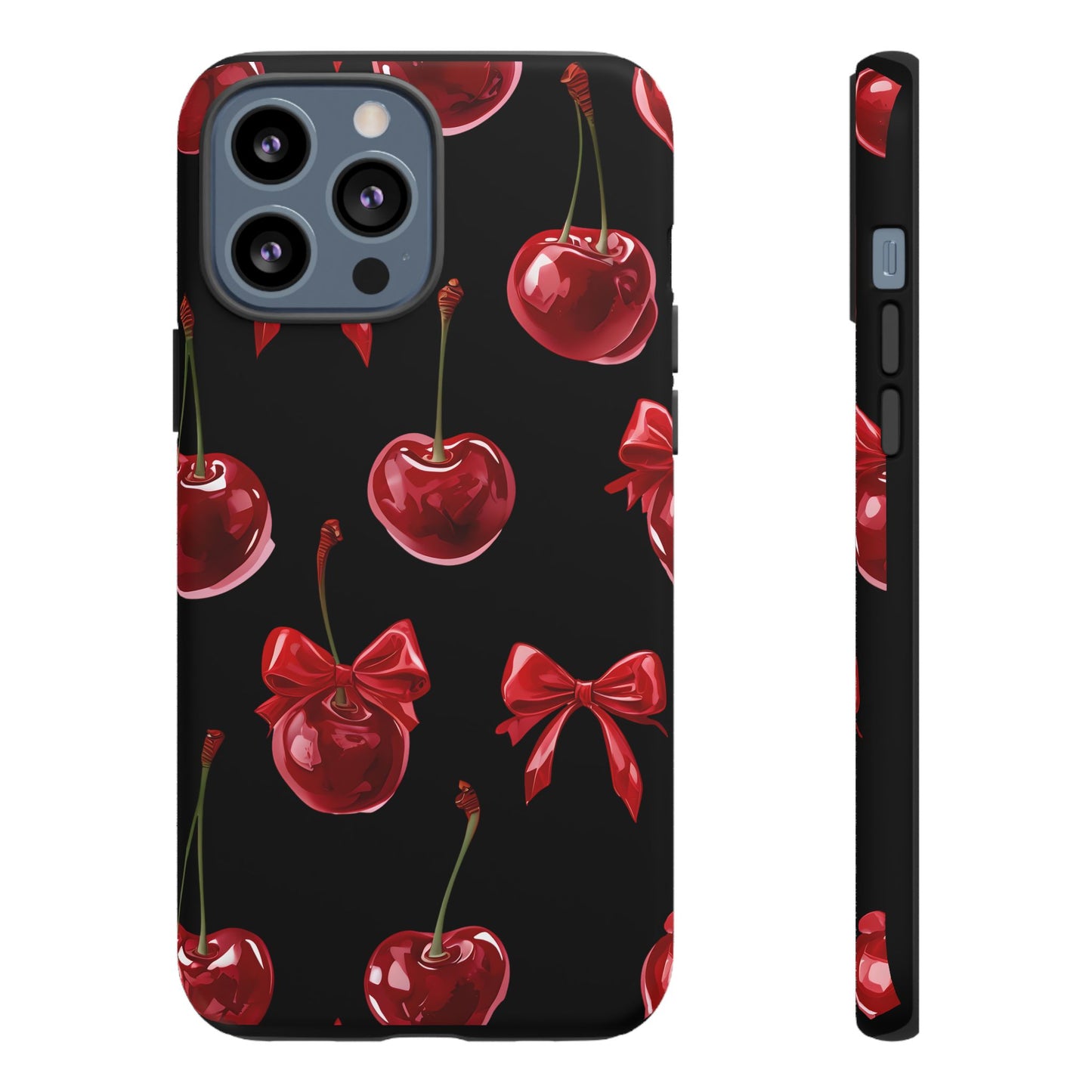 Coquette-Cherry Print Tough Phone Case - Stylish & Durable Protection