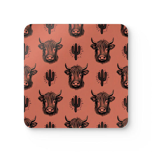 Rustic Cow Print Cork Coaster Set - Perfect for Farmhouse Decor & Gifting