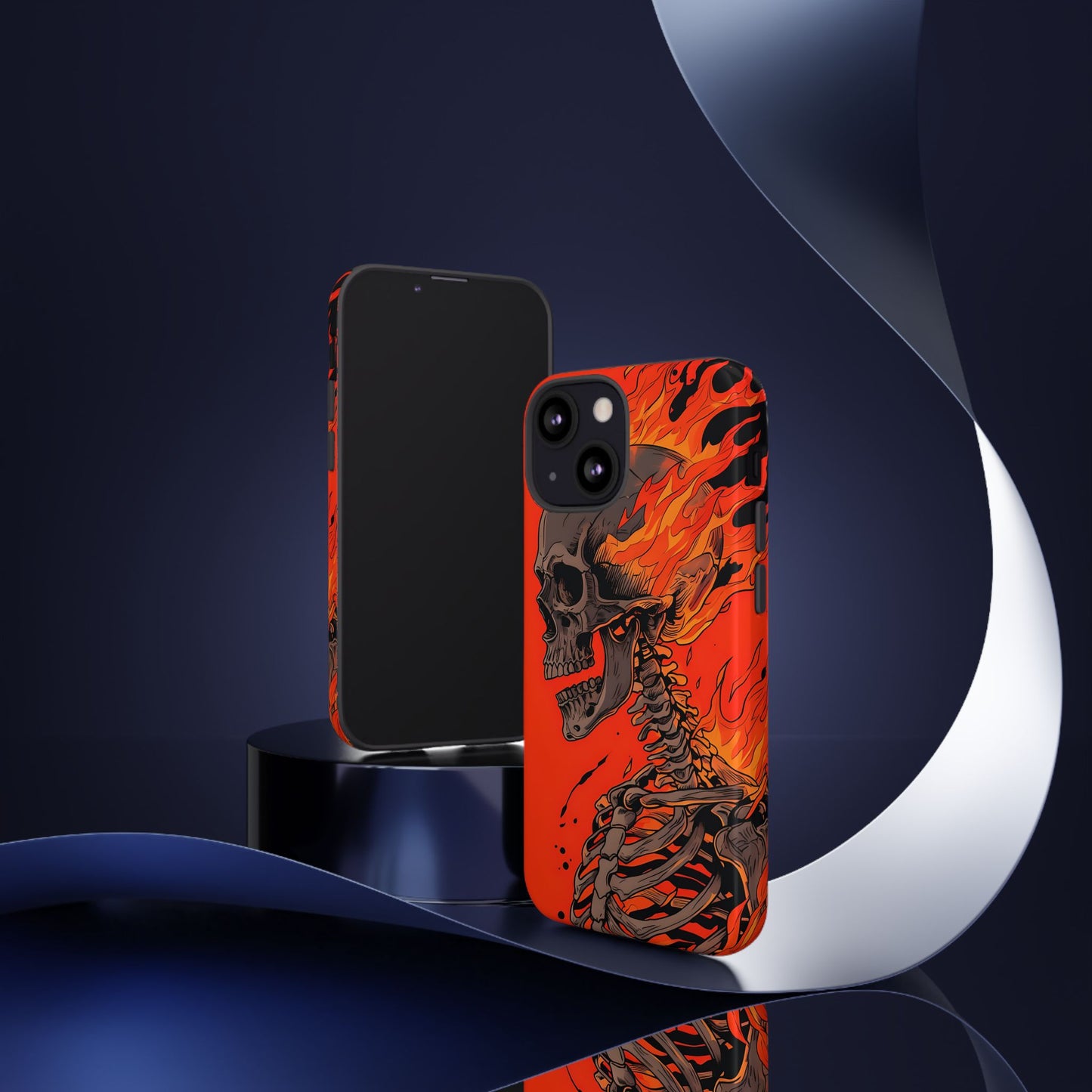 Flaming Skeleton Phone Case - Tough & Stylish Protection