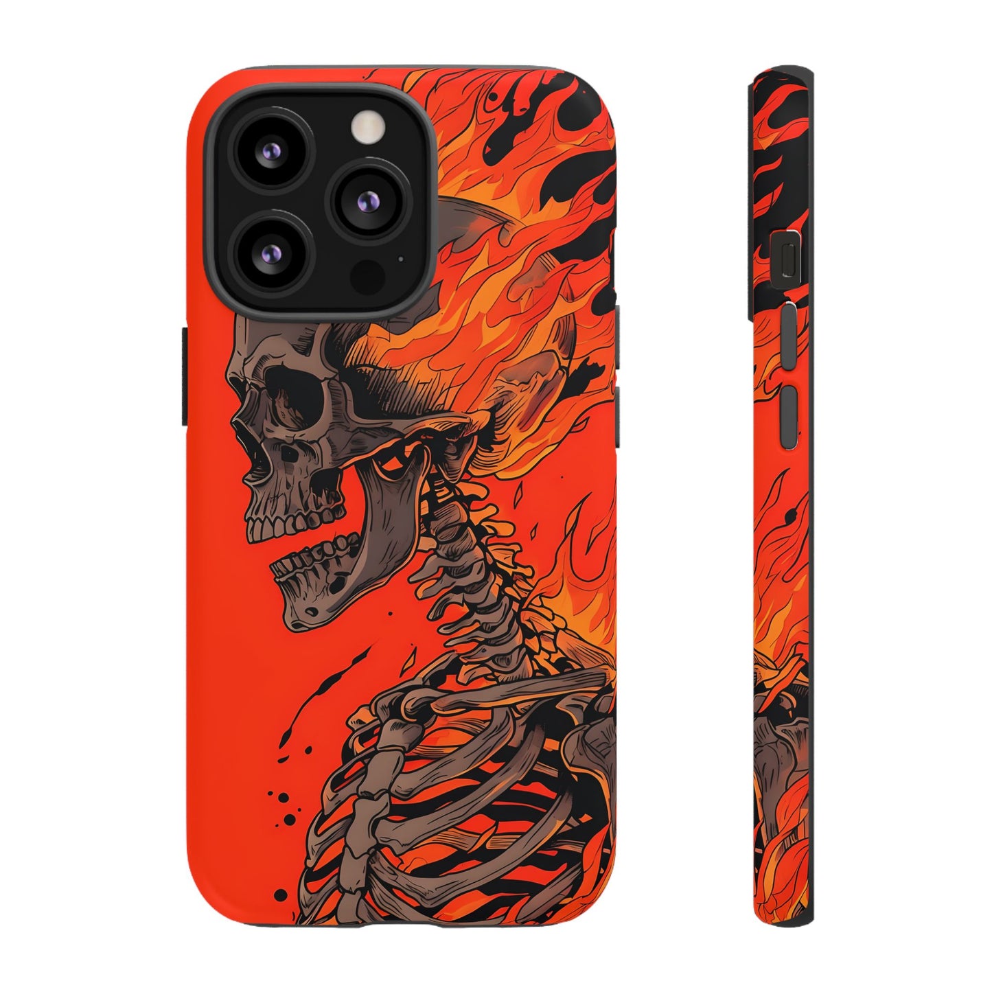 Flaming Skeleton Phone Case - Tough & Stylish Protection